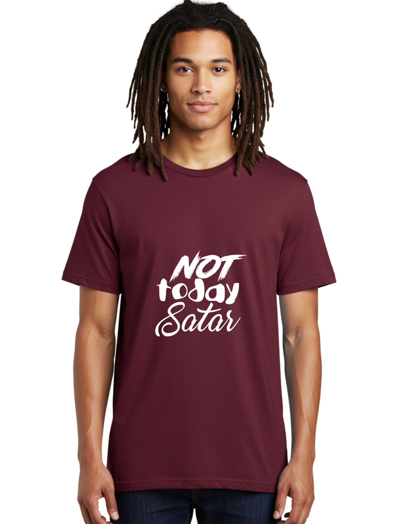 Not Today Satar Men'S Graphic Tee, 100% Cotton, Comfortable Casual Summer Wear, Machine Washable, Motivational Quotes, Inspirational Sayings, Not Today Satar, White Text On Green, Bold Font, Cursive Script, Motivational Posters, Positivity, Aae542 18