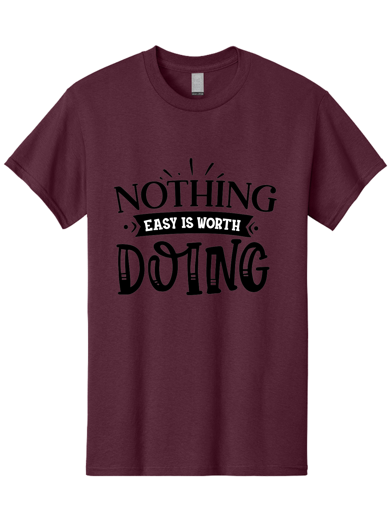 Nothing Easy Is Worth Doing Men'S Graphic Tee, 100% Cotton, Comfortable Casual Summer Wear, Machine Washable, Motivational Quote, Inspirational Saying, Nothing Easy Is Worth Doing, Success Mindset, Motivational Poster, Positive Affirmation, Aae543 6