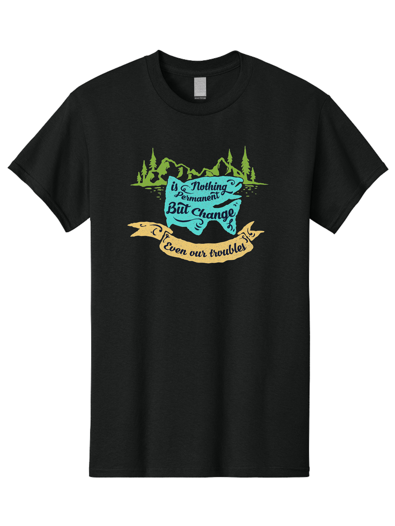 Nothing Is Permanent Men'S Graphic Tee, 100% Cotton, Comfortable Casual Summer Wear, Machine Washable, Inspirational Quote, Motivational Words, Change Is Life, Overcoming Troubles, Disney Magic, Wisdom, Positive Vibes, Cityscape, Aae544 17