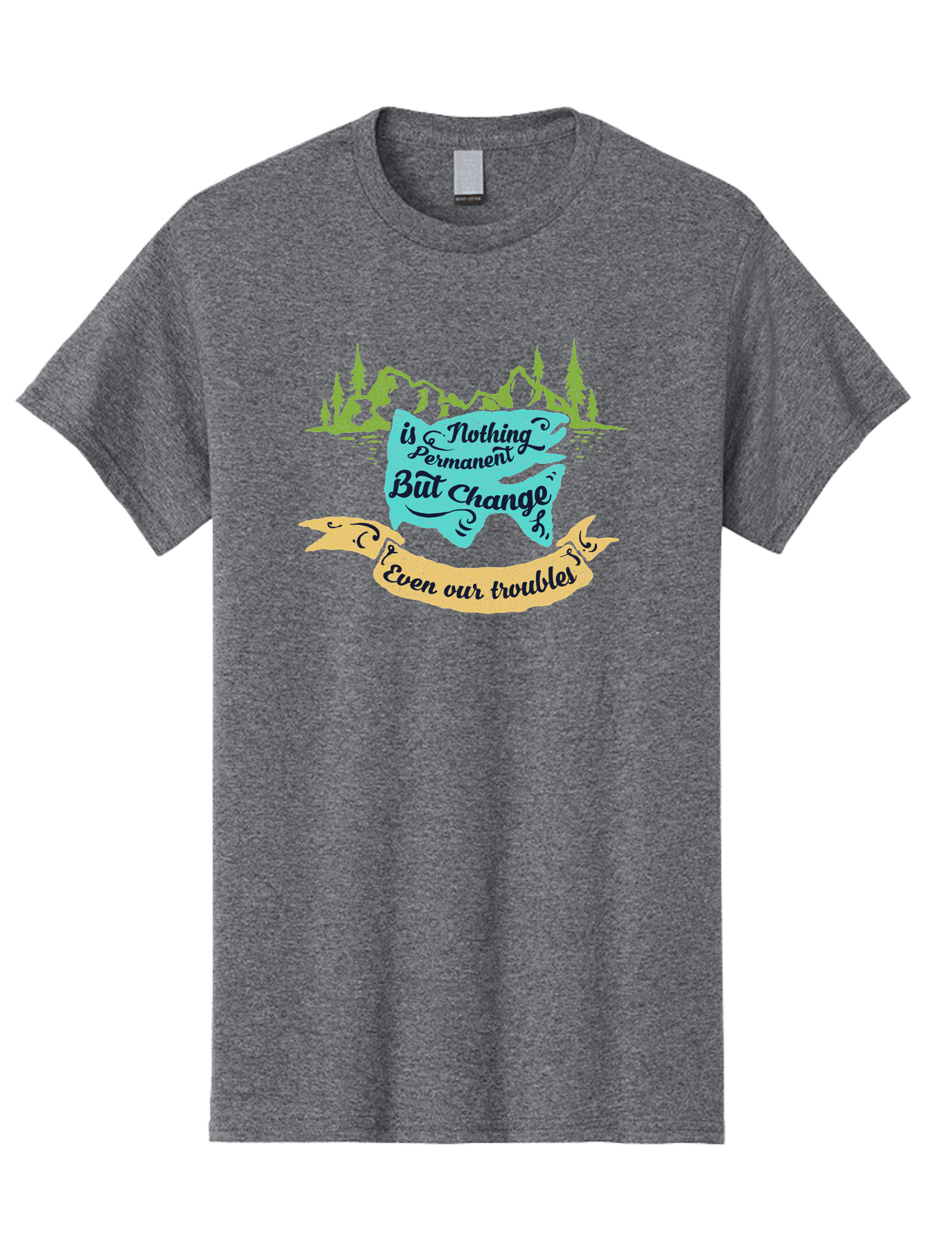 Nothing Is Permanent Men'S Graphic Tee, 100% Cotton, Comfortable Casual Summer Wear, Machine Washable, Inspirational Quote, Motivational Words, Change Is Life, Overcoming Troubles, Disney Magic, Wisdom, Positive Vibes, Cityscape, Aae544 21