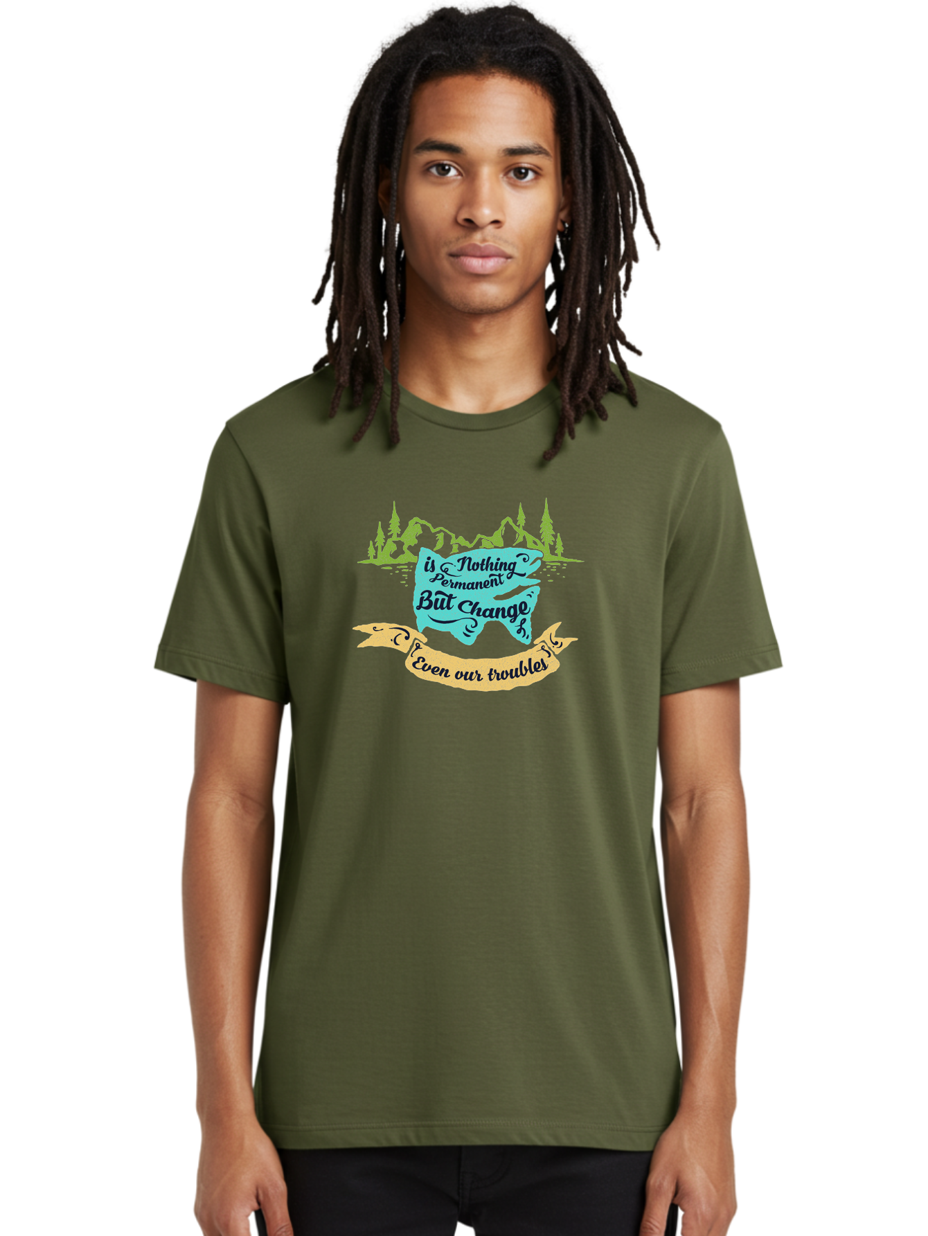 Nothing Is Permanent Men'S Graphic Tee, 100% Cotton, Comfortable Casual Summer Wear, Machine Washable, Inspirational Quote, Motivational Words, Change Is Life, Overcoming Troubles, Disney Magic, Wisdom, Positive Vibes, Cityscape, Aae544 6
