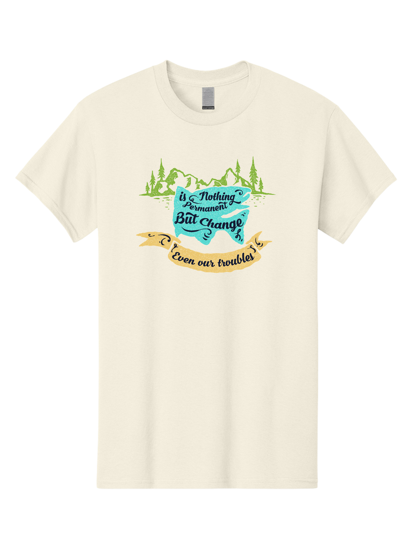 Nothing Is Permanent Men'S Graphic Tee, 100% Cotton, Comfortable Casual Summer Wear, Machine Washable, Inspirational Quote, Motivational Words, Change Is Life, Overcoming Troubles, Disney Magic, Wisdom, Positive Vibes, Cityscape, Aae544 19
