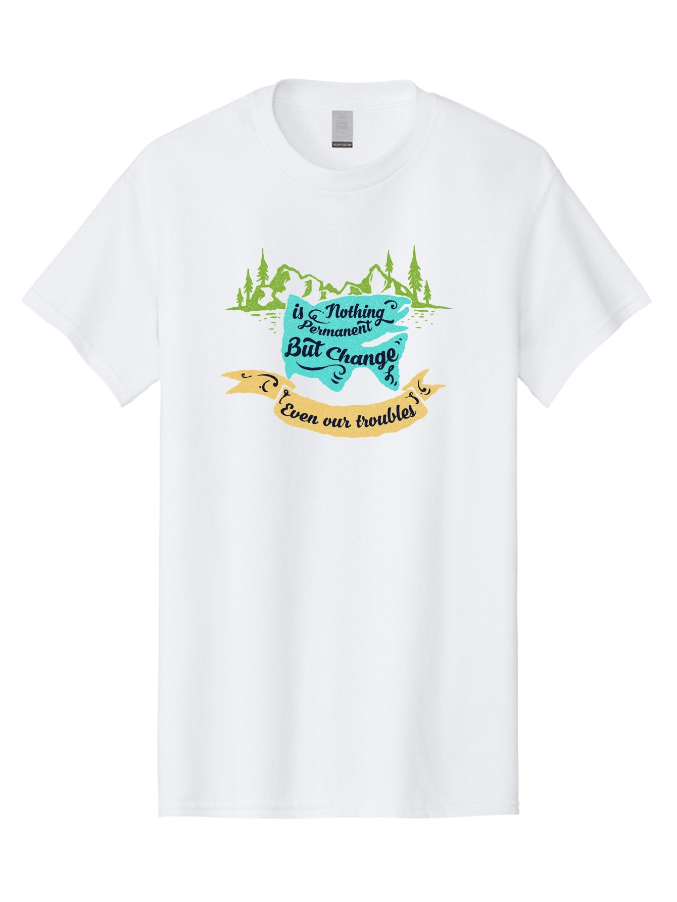 Nothing Is Permanent Men'S Graphic Tee, 100% Cotton, Comfortable Casual Summer Wear, Machine Washable, Inspirational Quote, Motivational Words, Change Is Life, Overcoming Troubles, Disney Magic, Wisdom, Positive Vibes, Cityscape, Aae544 6