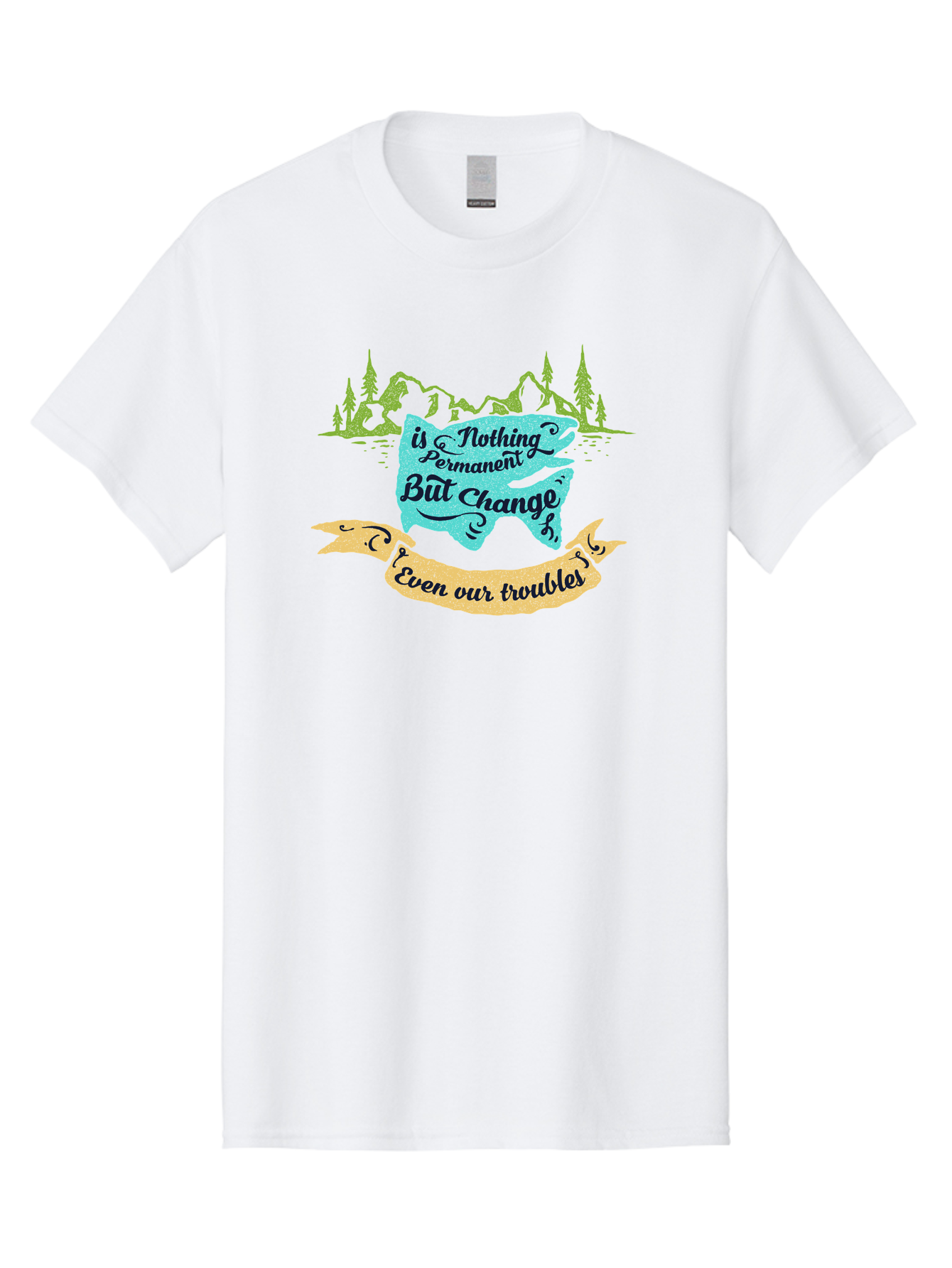 Nothing Is Permanent Men'S Graphic Tee, 100% Cotton, Comfortable Casual Summer Wear, Machine Washable, Inspirational Quote, Motivational Words, Change Is Life, Overcoming Troubles, Disney Magic, Wisdom, Positive Vibes, Cityscape, Aae544 27