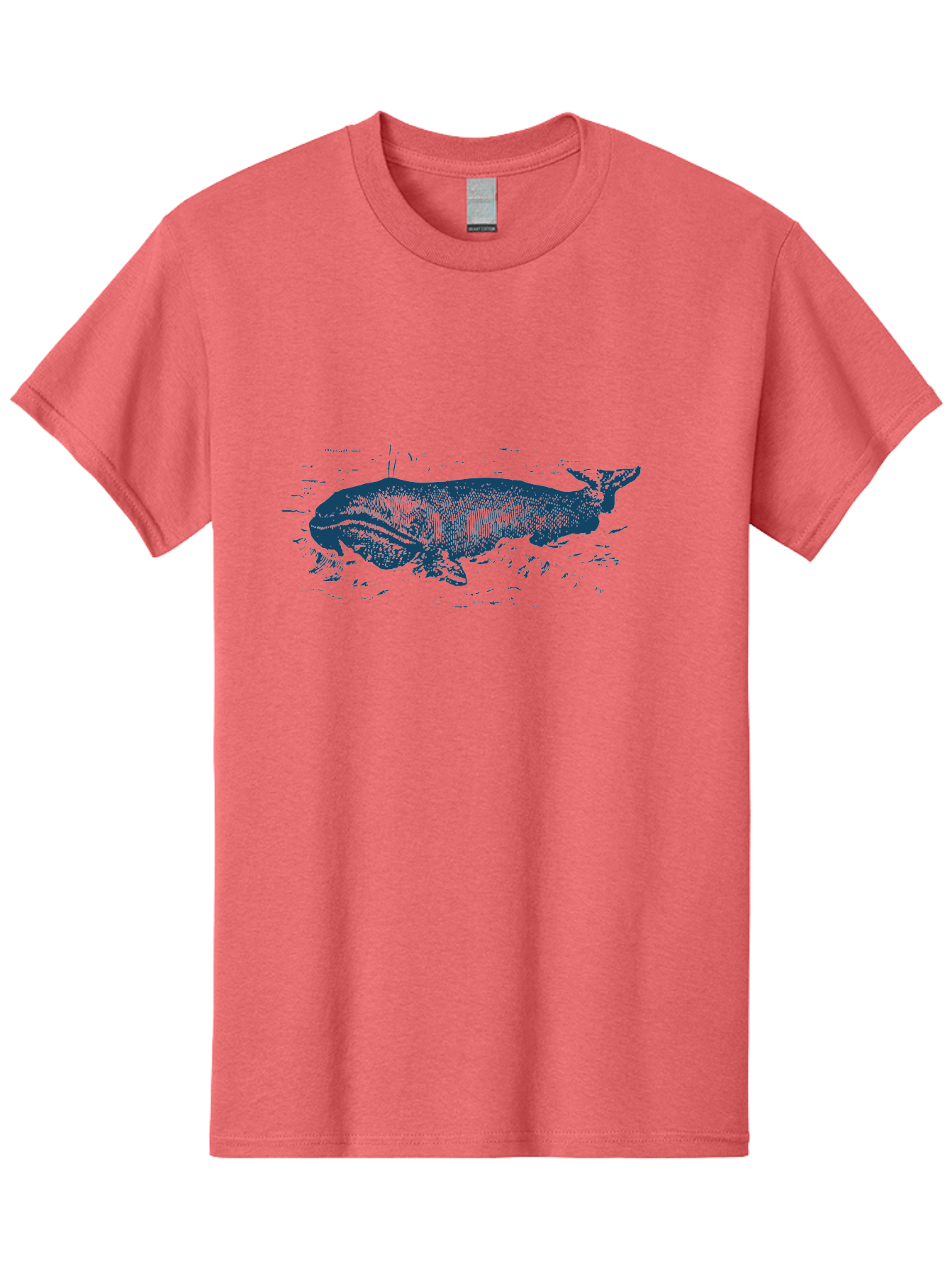 Ocean Soul Men'S Graphic Tee, 100% Cotton, Comfortable Casual Summer Wear, Machine Washable, Whale In Water, Marine Life, Ocean Creature, Aquatic Mammal, Large Sea Animal, Wildlife Illustration, Monochrome Art Aae548 25