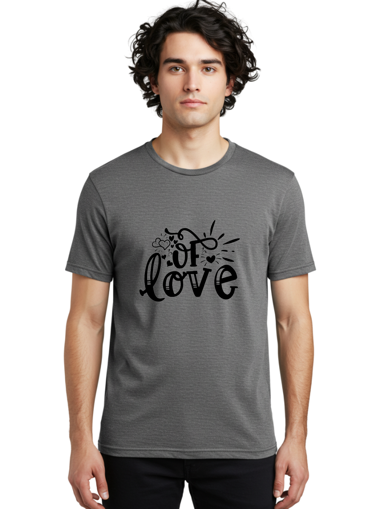 Of Love Men'S Graphic Tee, 100% Cotton, Comfortable Casual Summer Wear, Machine Washable, Heartfelt Illustration, Love Design, Decorative Typography, Whimsical Hearts, Illustration Art, Heart Theme, Love Quote Aae549 18
