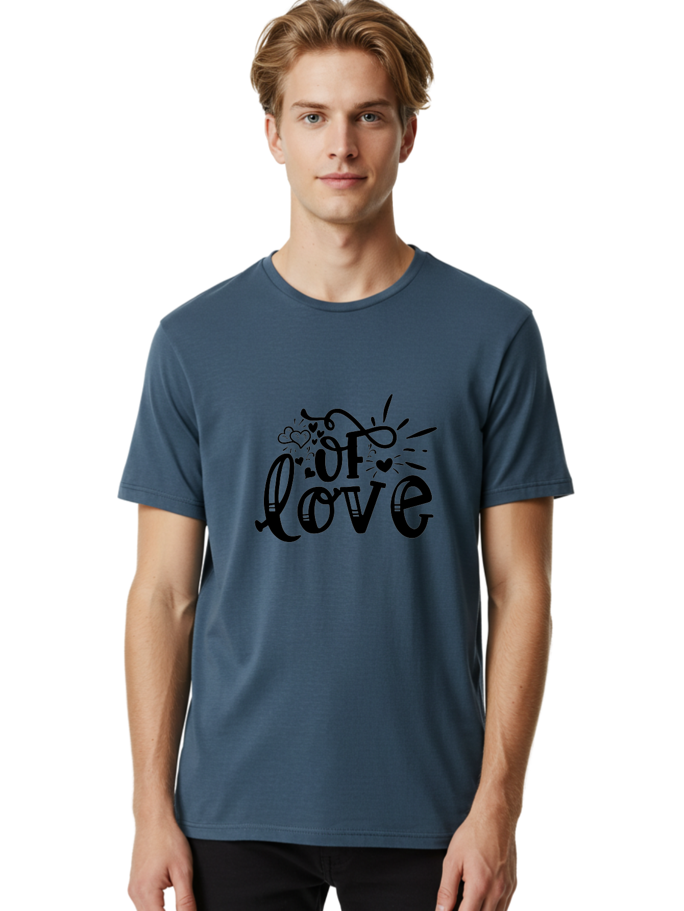 Of Love Men'S Graphic Tee, 100% Cotton, Comfortable Casual Summer Wear, Machine Washable, Heartfelt Illustration, Love Design, Decorative Typography, Whimsical Hearts, Illustration Art, Heart Theme, Love Quote Aae549 12
