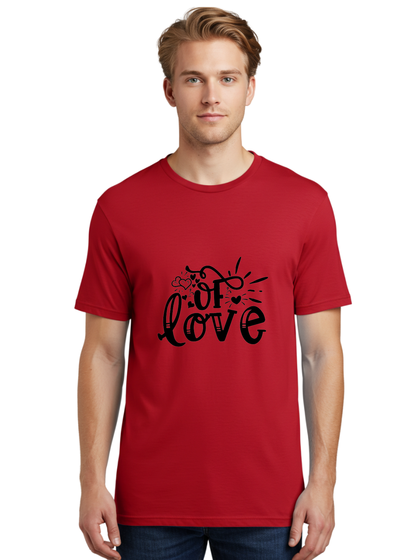 Of Love Men'S Graphic Tee, 100% Cotton, Comfortable Casual Summer Wear, Machine Washable, Heartfelt Illustration, Love Design, Decorative Typography, Whimsical Hearts, Illustration Art, Heart Theme, Love Quote Aae549 14
