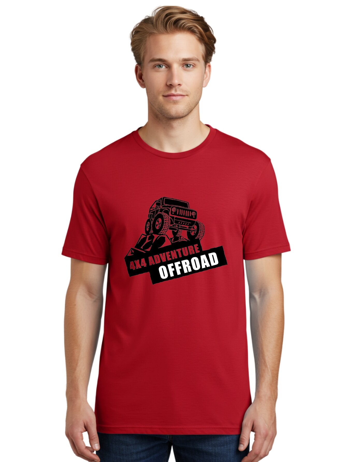 Offroad Adventure Men'S Graphic Tee, 100% Cotton, Comfortable Casual Summer Wear, Machine Washable, 4X4 Adventure, Offroad Vehicle, Rugged Terrain, Jeep Wrangler, Outdoor Excitement, Adventure Seeking, Offroading, Four-Wheel Drive, Aae550 19