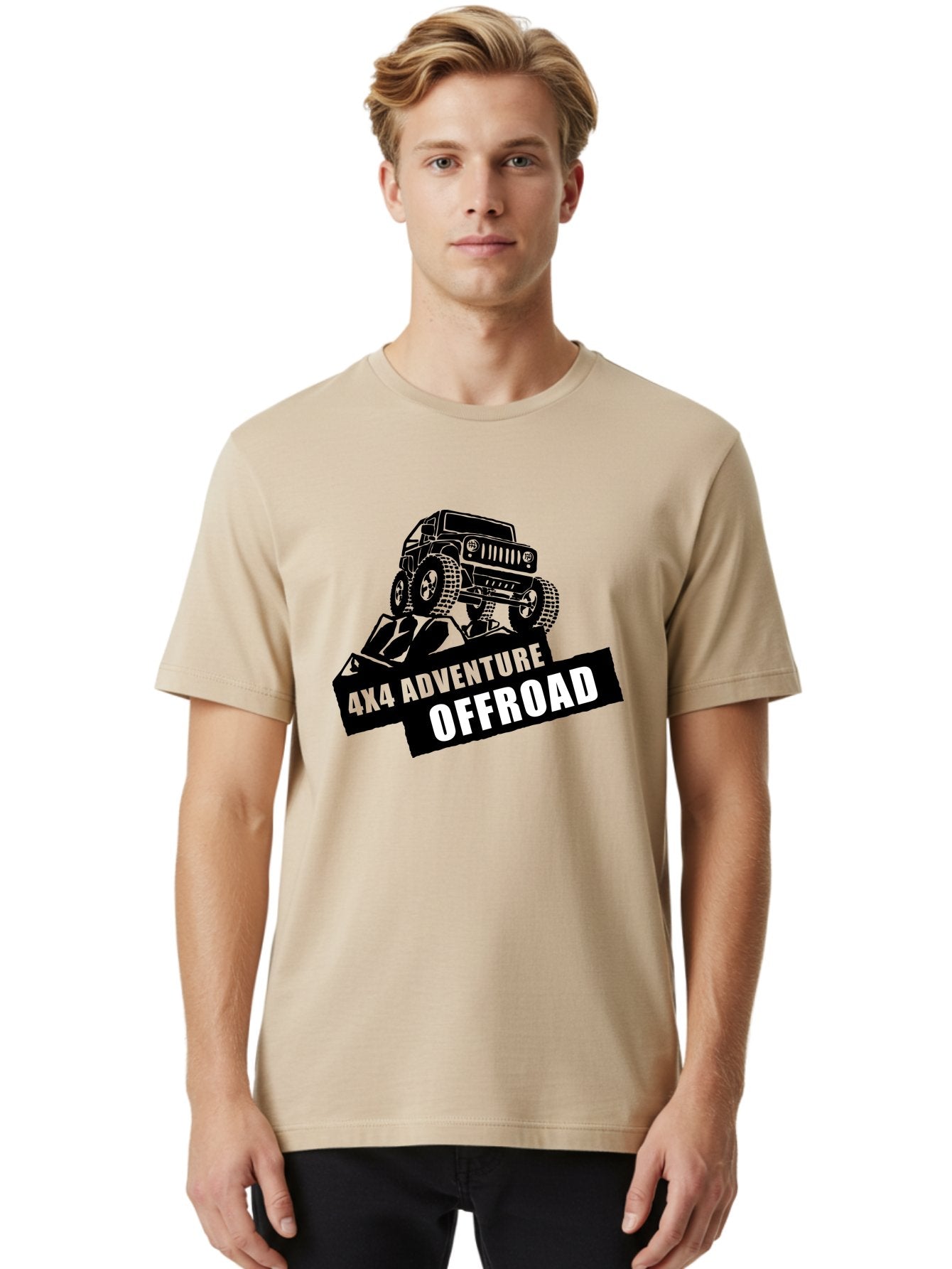Offroad Adventure Men'S Graphic Tee, 100% Cotton, Comfortable Casual Summer Wear, Machine Washable, 4X4 Adventure, Offroad Vehicle, Rugged Terrain, Jeep Wrangler, Outdoor Excitement, Adventure Seeking, Offroading, Four-Wheel Drive, Aae550 23