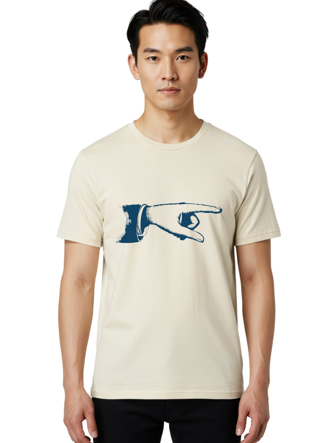 Old Fashioned Direction Hand Men'S Graphic Tee, 100% Cotton, Comfortable Casual Summer Wear, Machine Washable, Pointing Hand Gesture, Hand Illustration, Finger Pointing, Directional Indicator, Interactive Art, Blue And Green Graphic Aae552 18