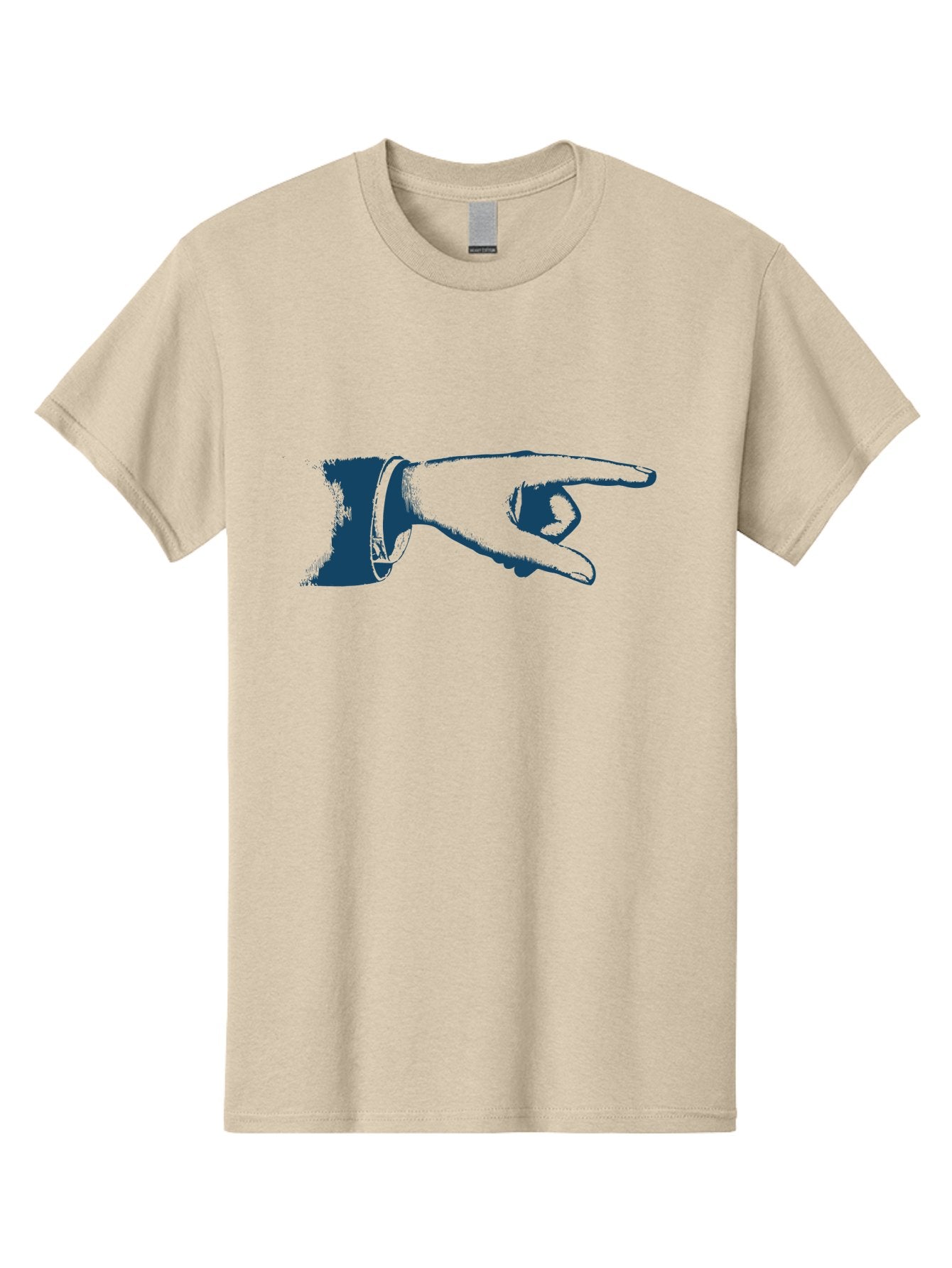 Old Fashioned Direction Hand Men'S Graphic Tee, 100% Cotton, Comfortable Casual Summer Wear, Machine Washable, Pointing Hand Gesture, Hand Illustration, Finger Pointing, Directional Indicator, Interactive Art, Blue And Green Graphic Aae552 9