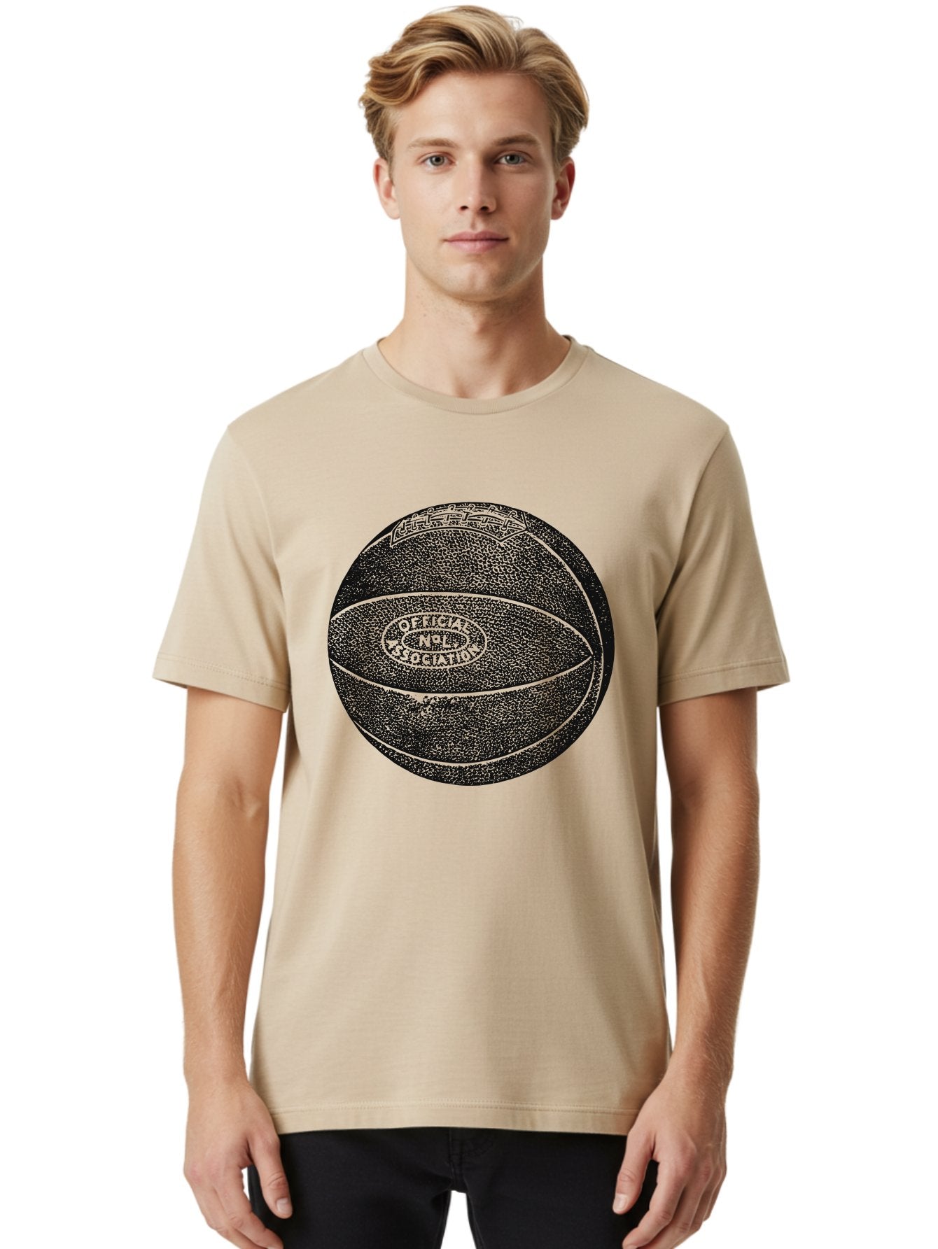 Old School Ball Men'S Graphic Tee, 100% Cotton, Comfortable Casual Summer Wear, Machine Washable, Nba Basketball, Official League Ball, Textured Surface, Athletic Equipment, Sports Gear, Basketball Design, Sports Logo, Professional Basketball Aae554 23