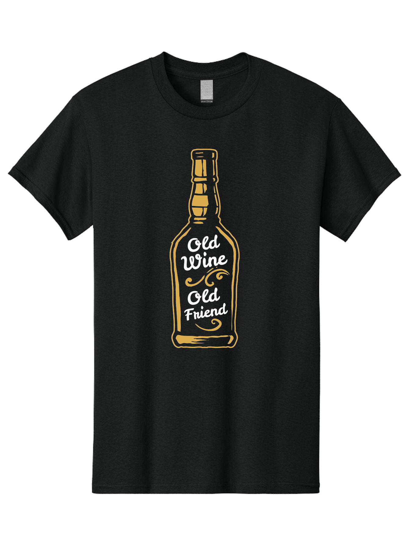 Old Wine Old Friend Men'S Graphic Tee, 100% Cotton, Comfortable Casual Summer Wear, Machine Washable, Wine Bottle Graphic, Old Wine Old Friend, Friendship Quote, Wine Lover Gift, Vintage Style Illustration, Wine Appreciation, Wine Bottle Art Aae557 17