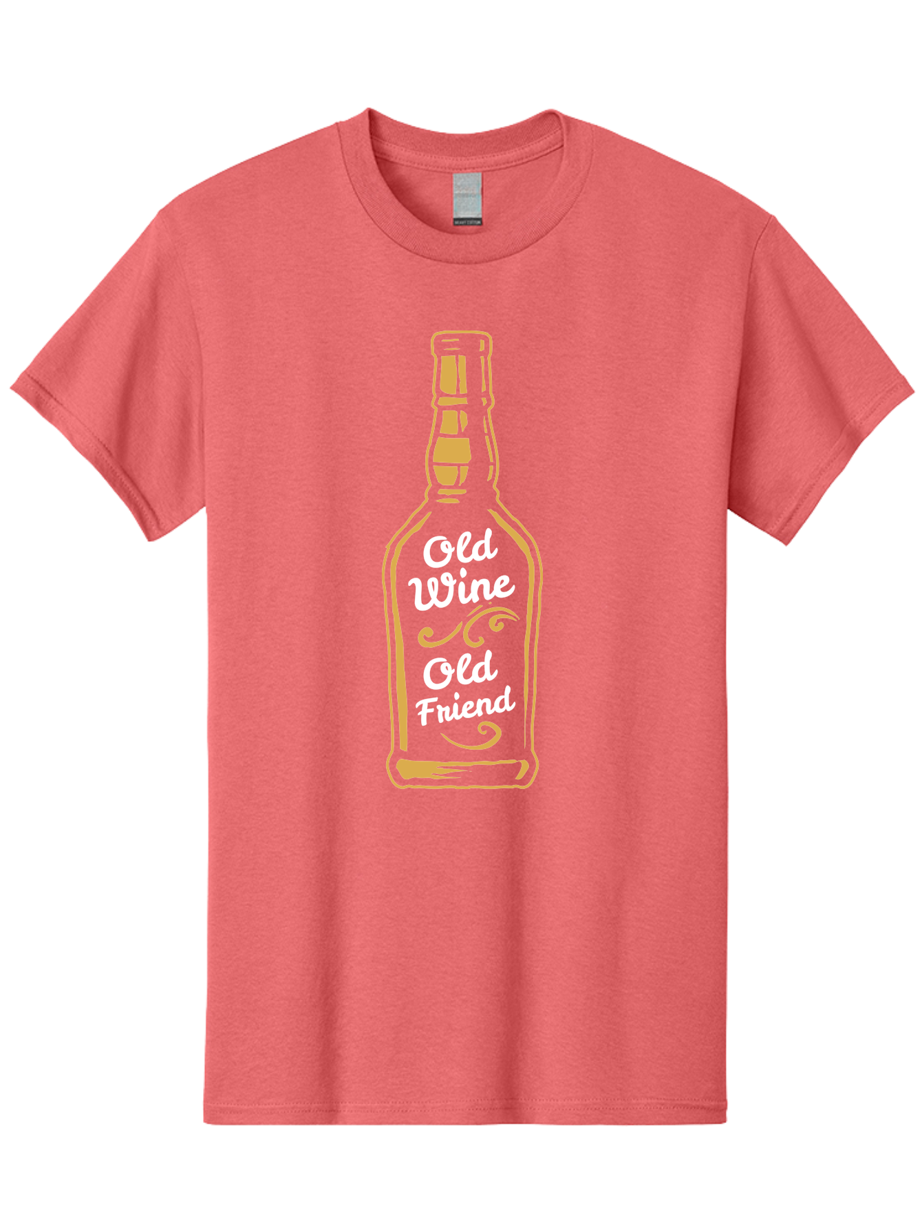 Old Wine Old Friend Men'S Graphic Tee, 100% Cotton, Comfortable Casual Summer Wear, Machine Washable, Wine Bottle Graphic, Old Wine Old Friend, Friendship Quote, Wine Lover Gift, Vintage Style Illustration, Wine Appreciation, Wine Bottle Art Aae557 25