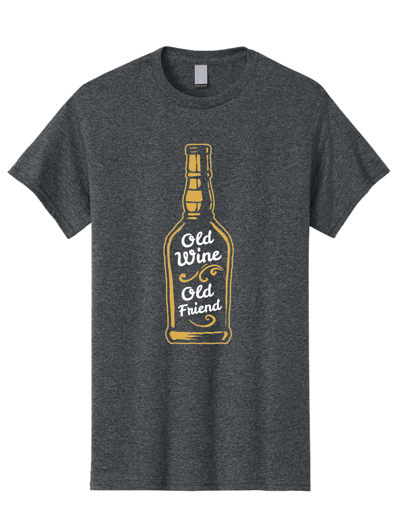 Old Wine Old Friend Men'S Graphic Tee, 100% Cotton, Comfortable Casual Summer Wear, Machine Washable, Wine Bottle Graphic, Old Wine Old Friend, Friendship Quote, Wine Lover Gift, Vintage Style Illustration, Wine Appreciation, Wine Bottle Art Aae557 15