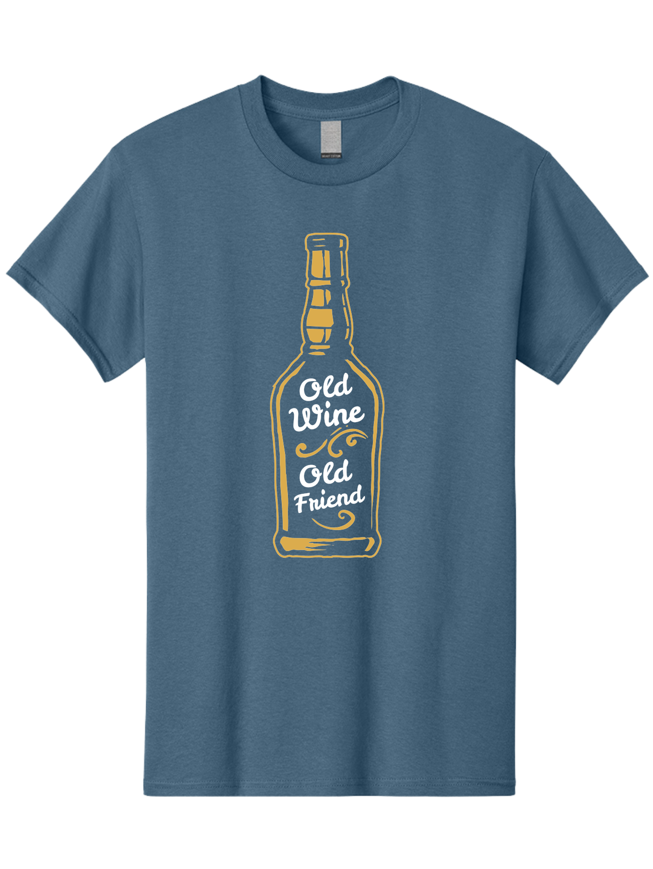 Old Wine Old Friend Men'S Graphic Tee, 100% Cotton, Comfortable Casual Summer Wear, Machine Washable, Wine Bottle Graphic, Old Wine Old Friend, Friendship Quote, Wine Lover Gift, Vintage Style Illustration, Wine Appreciation, Wine Bottle Art Aae557 19