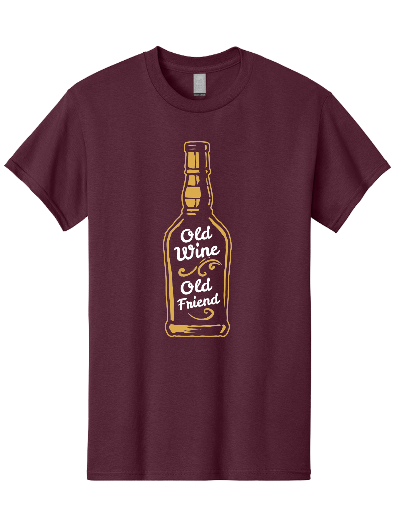 Old Wine Old Friend Men'S Graphic Tee, 100% Cotton, Comfortable Casual Summer Wear, Machine Washable, Wine Bottle Graphic, Old Wine Old Friend, Friendship Quote, Wine Lover Gift, Vintage Style Illustration, Wine Appreciation, Wine Bottle Art Aae557 11