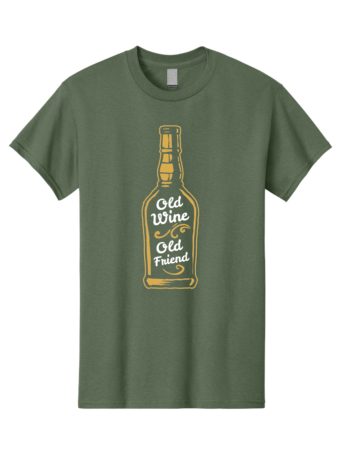 Old Wine Old Friend Men'S Graphic Tee, 100% Cotton, Comfortable Casual Summer Wear, Machine Washable, Wine Bottle Graphic, Old Wine Old Friend, Friendship Quote, Wine Lover Gift, Vintage Style Illustration, Wine Appreciation, Wine Bottle Art Aae557 7
