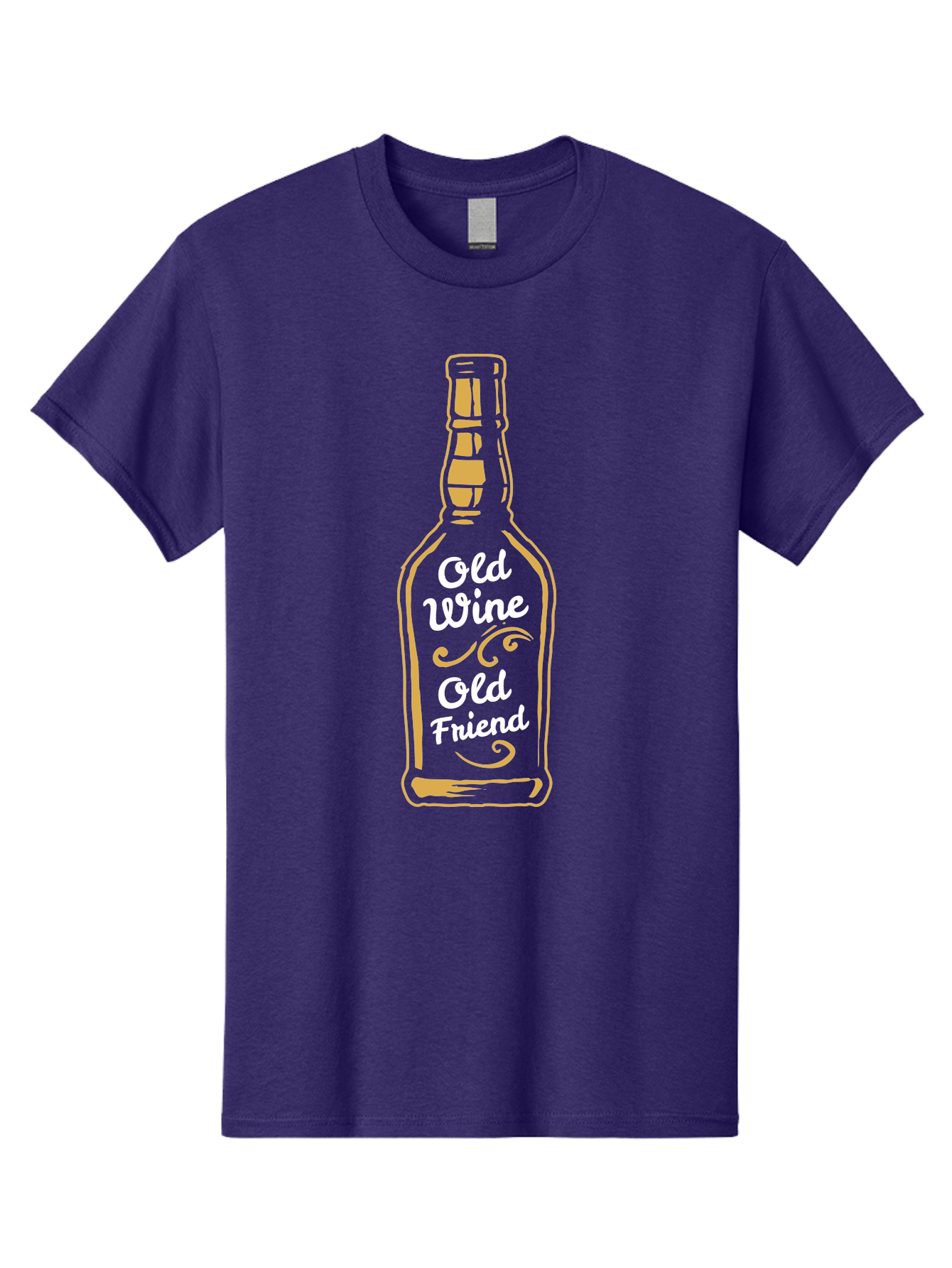Old Wine Old Friend Men'S Graphic Tee, 100% Cotton, Comfortable Casual Summer Wear, Machine Washable, Wine Bottle Graphic, Old Wine Old Friend, Friendship Quote, Wine Lover Gift, Vintage Style Illustration, Wine Appreciation, Wine Bottle Art Aae557 9