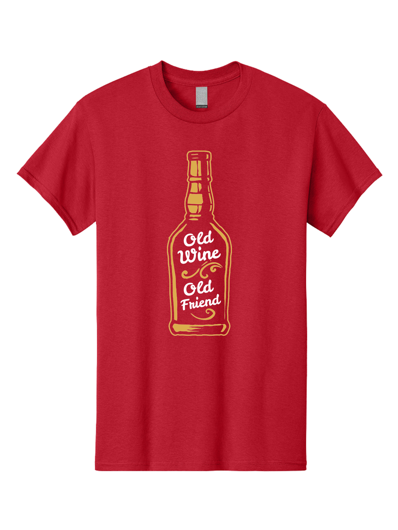 Old Wine Old Friend Men'S Graphic Tee, 100% Cotton, Comfortable Casual Summer Wear, Machine Washable, Wine Bottle Graphic, Old Wine Old Friend, Friendship Quote, Wine Lover Gift, Vintage Style Illustration, Wine Appreciation, Wine Bottle Art Aae557 27