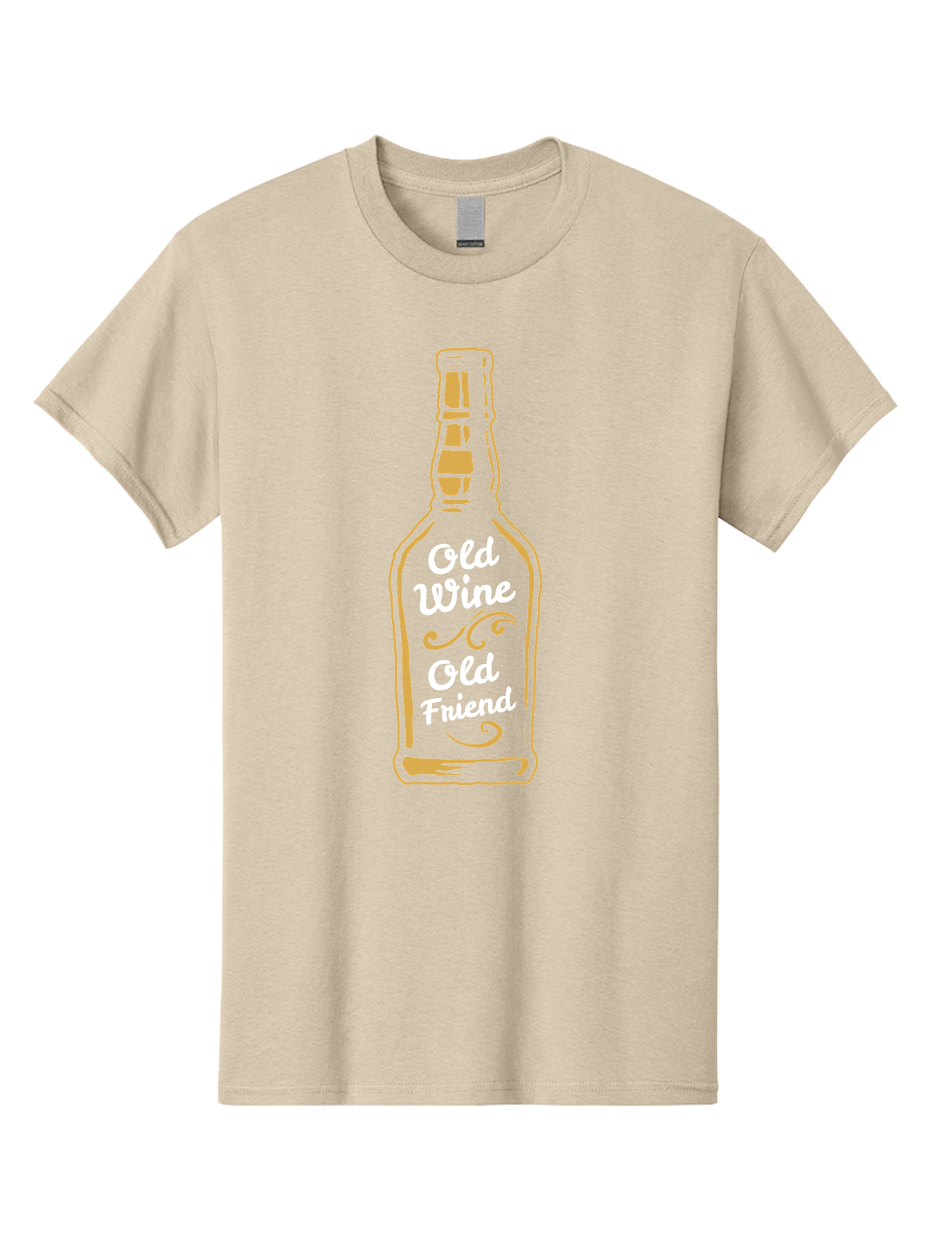 Old Wine Old Friend Men'S Graphic Tee, 100% Cotton, Comfortable Casual Summer Wear, Machine Washable, Wine Bottle Graphic, Old Wine Old Friend, Friendship Quote, Wine Lover Gift, Vintage Style Illustration, Wine Appreciation, Wine Bottle Art Aae557 29