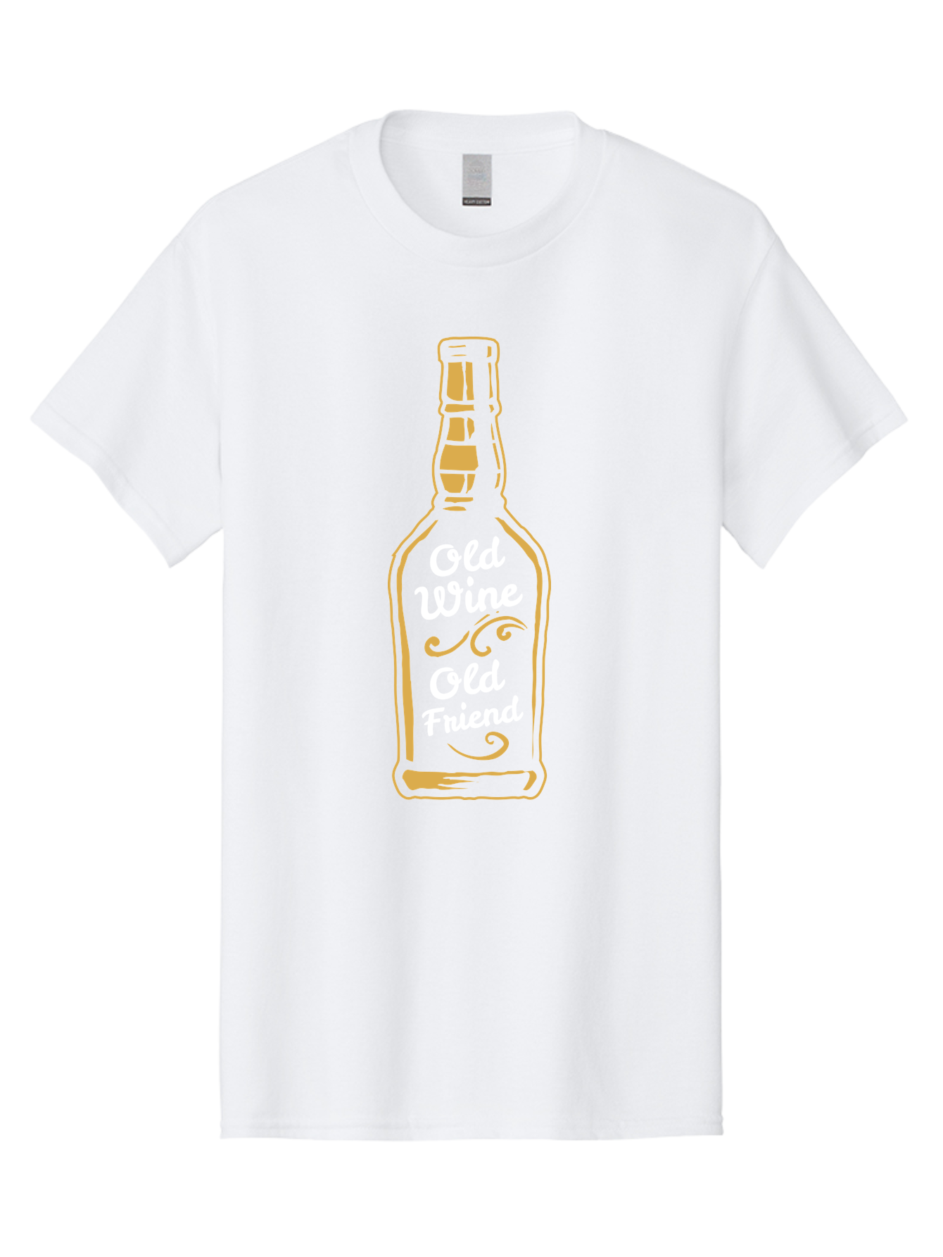 Old Wine Old Friend Men'S Graphic Tee, 100% Cotton, Comfortable Casual Summer Wear, Machine Washable, Wine Bottle Graphic, Old Wine Old Friend, Friendship Quote, Wine Lover Gift, Vintage Style Illustration, Wine Appreciation, Wine Bottle Art Aae557 5