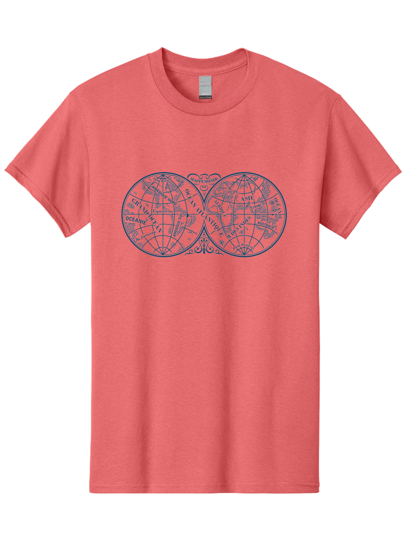 Old World Map Men'S Graphic Tee, 100% Cotton, Comfortable Casual Summer Wear, Machine Washable, Vintage Map, Double Hemisphere, World Map, Geography, Navigation, Exploration, Antique Cartography, Historical Illustration, Classical Design, Aae561 21