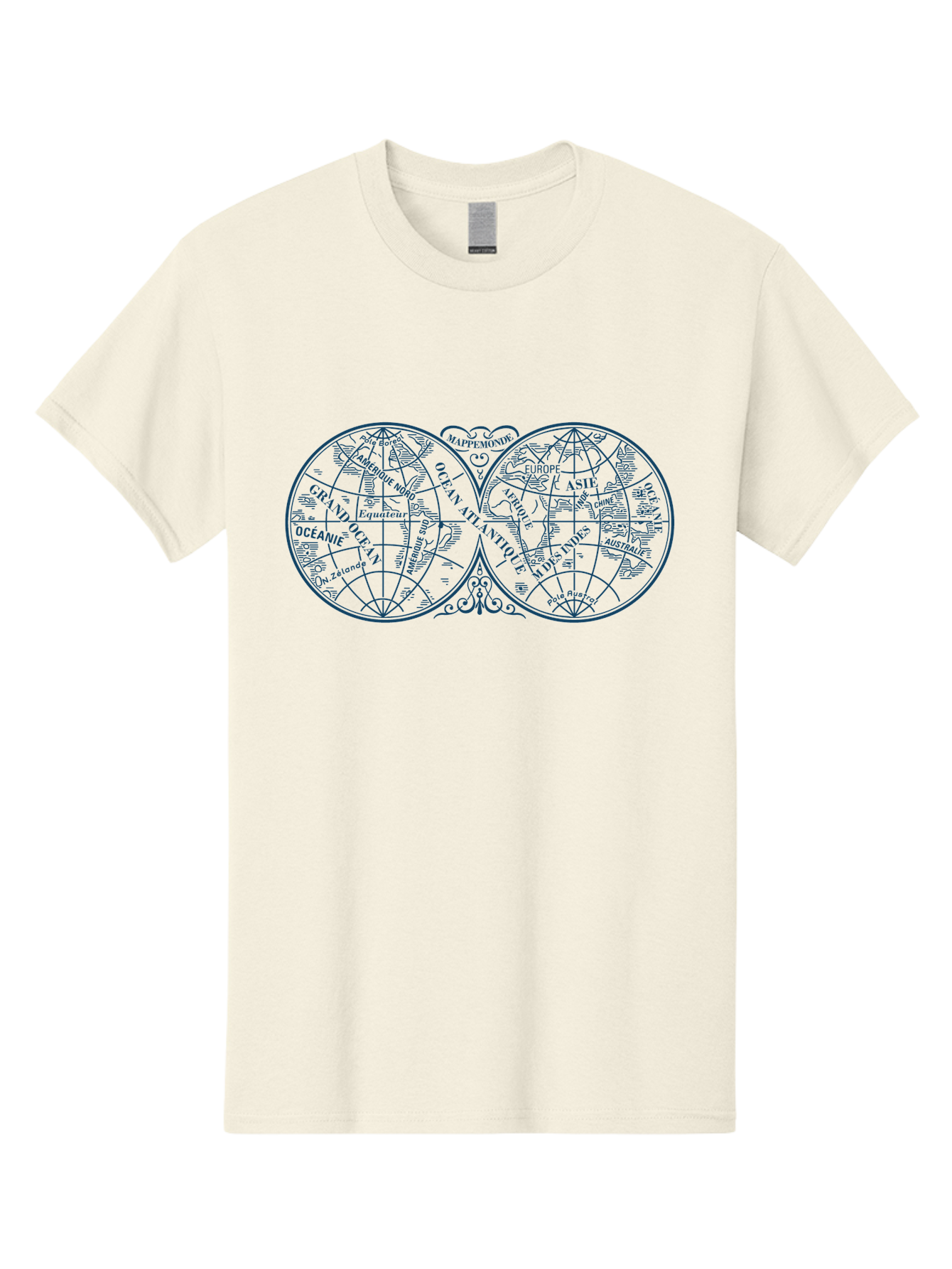 Old World Map Men'S Graphic Tee, 100% Cotton, Comfortable Casual Summer Wear, Machine Washable, Vintage Map, Double Hemisphere, World Map, Geography, Navigation, Exploration, Antique Cartography, Historical Illustration, Classical Design, Aae561 5