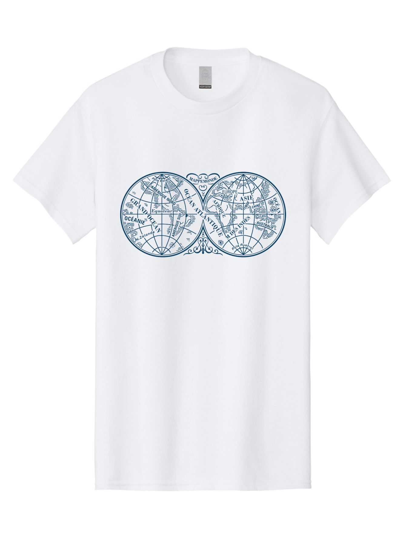 Old World Map Men'S Graphic Tee, 100% Cotton, Comfortable Casual Summer Wear, Machine Washable, Vintage Map, Double Hemisphere, World Map, Geography, Navigation, Exploration, Antique Cartography, Historical Illustration, Classical Design, Aae561 27