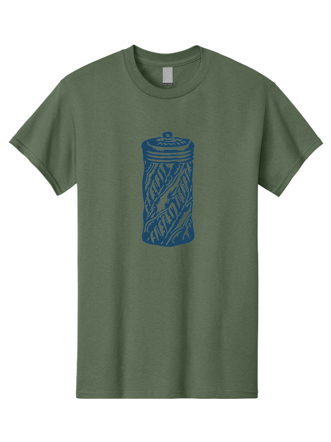 Old-Box Men'S Graphic Tee, 100% Cotton, Comfortable Casual Summer Wear, Machine Washable, Cookie Jar, Leaf Pattern, Kitchen Container, Tableware, Graphic Illustration, Abstract Leaf Design, Blue And Green Aae562 23