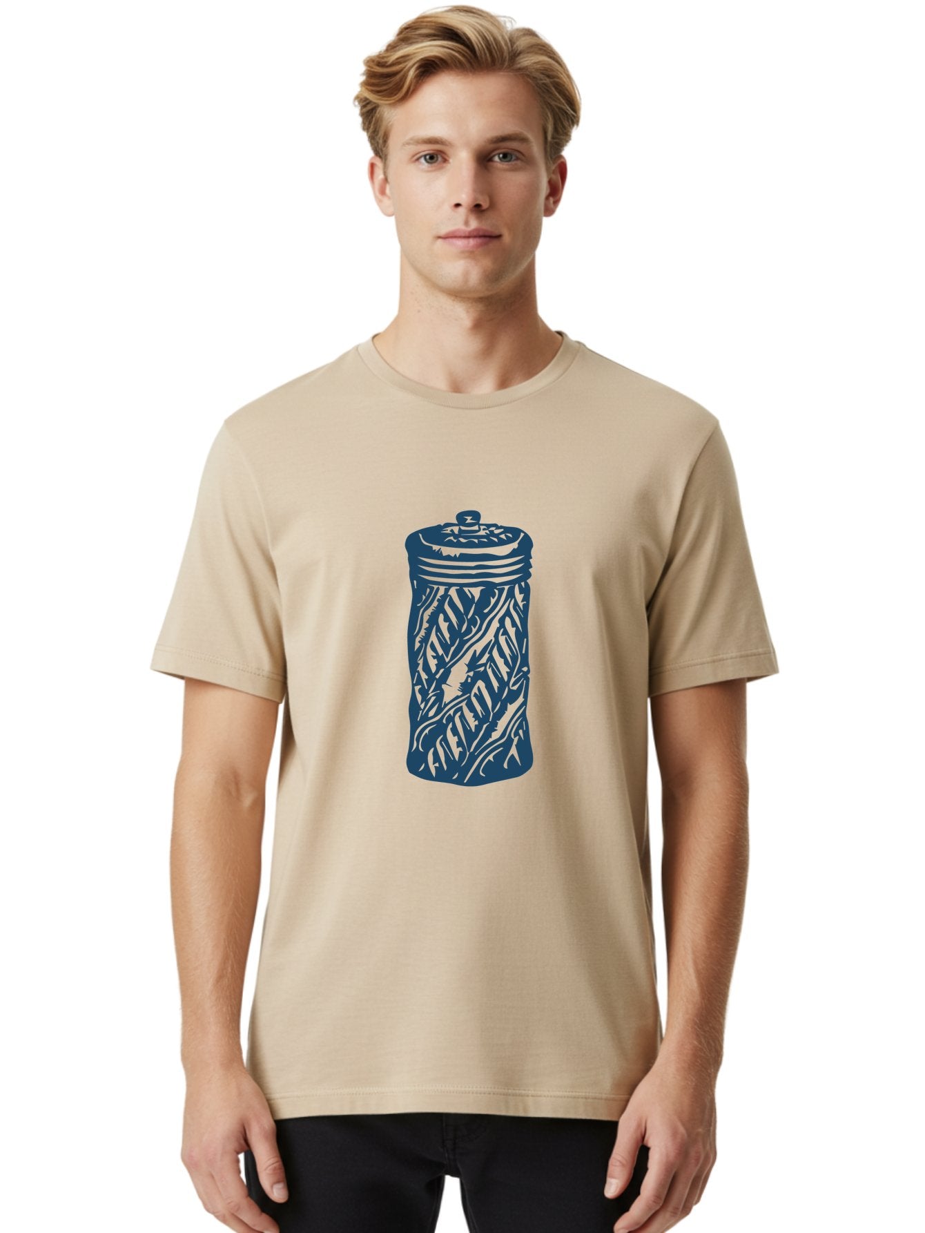Old-Box Men'S Graphic Tee, 100% Cotton, Comfortable Casual Summer Wear, Machine Washable, Cookie Jar, Leaf Pattern, Kitchen Container, Tableware, Graphic Illustration, Abstract Leaf Design, Blue And Green Aae562 24