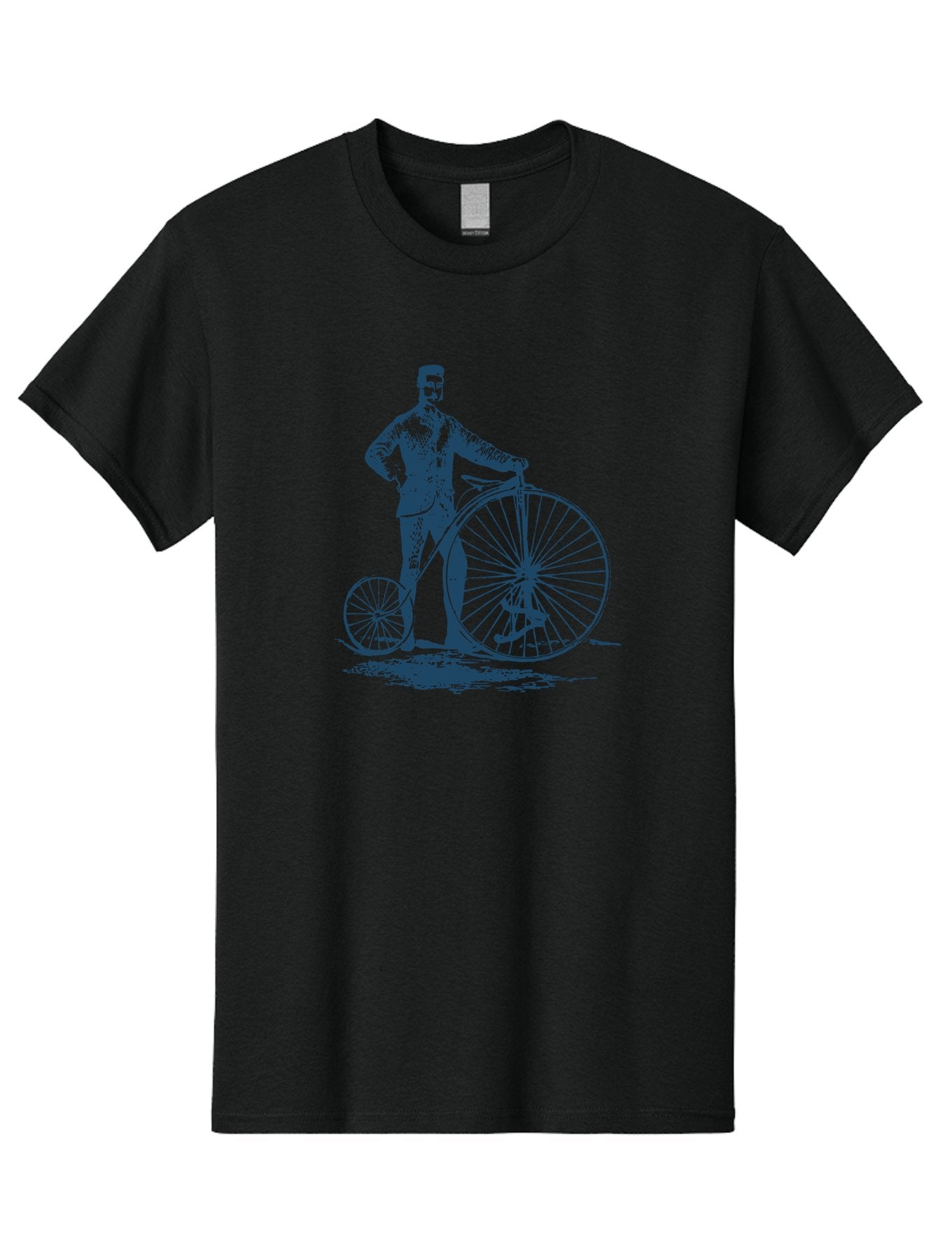 Men-With-Bike Men'S Graphic Tee, 100% Cotton, Comfortable Casual Summer Wear, Machine Washable, Vintage Bicycle, Penny Farthing Bike, Old-Fashioned Cycling, Antique Transportation, Historic Vehicle, Classic Design, Retro Style, Cycling History Aae563