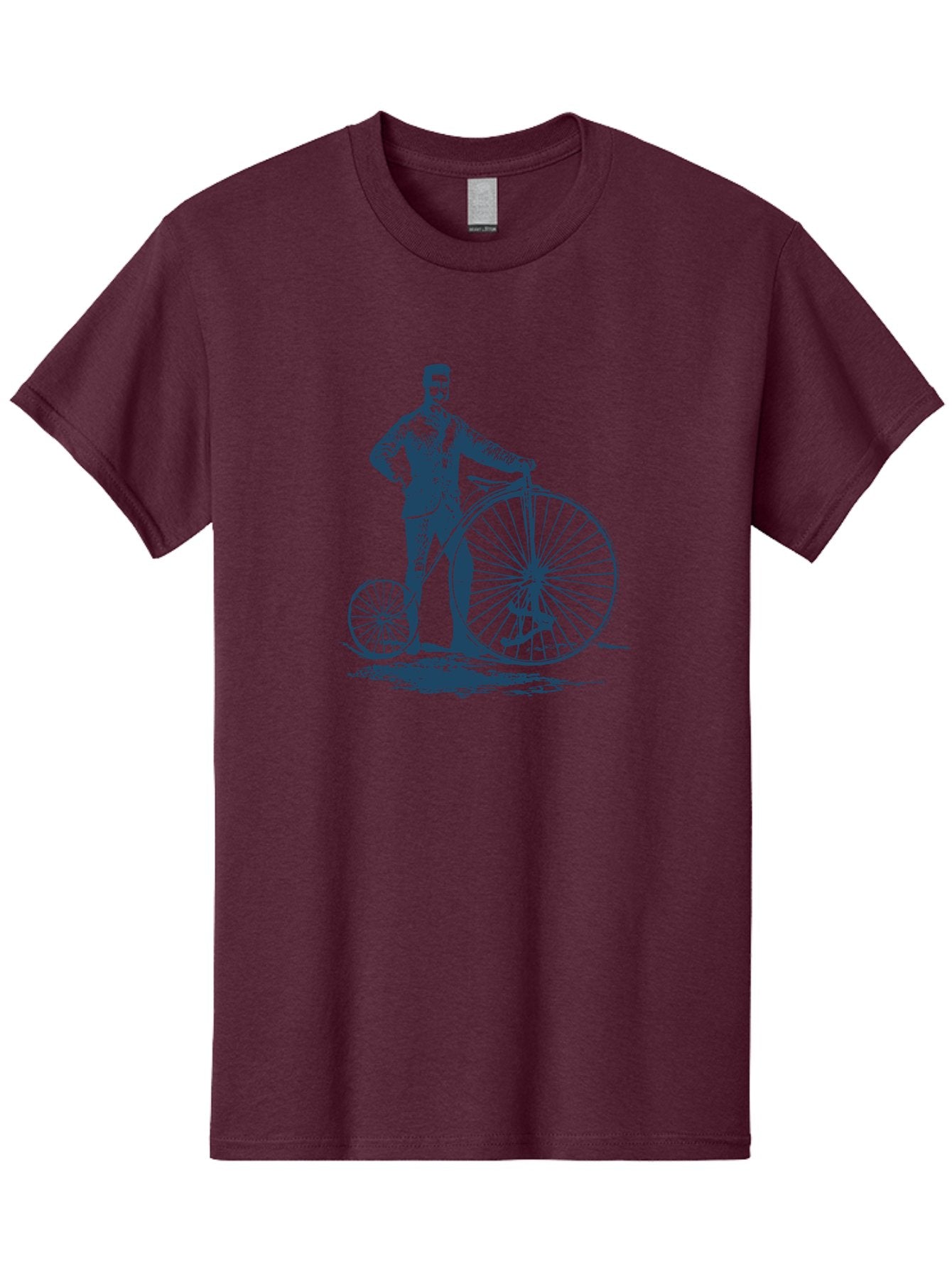 Men-With-Bike Men'S Graphic Tee, 100% Cotton, Comfortable Casual Summer Wear, Machine Washable, Vintage Bicycle, Penny Farthing Bike, Old-Fashioned Cycling, Antique Transportation, Historic Vehicle, Classic Design, Retro Style, Cycling History Aae563