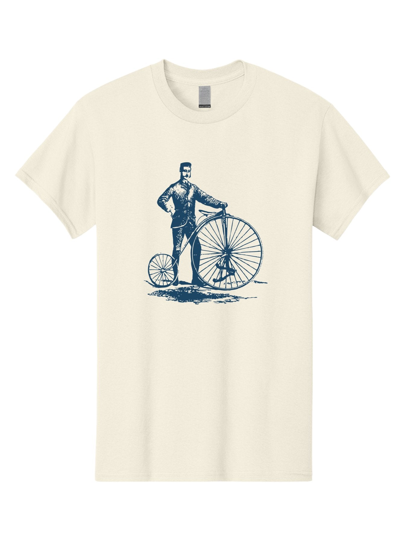 Men-With-Bike Men'S Graphic Tee, 100% Cotton, Comfortable Casual Summer Wear, Machine Washable, Vintage Bicycle, Penny Farthing Bike, Old-Fashioned Cycling, Antique Transportation, Historic Vehicle, Classic Design, Retro Style, Cycling History Aae563 3