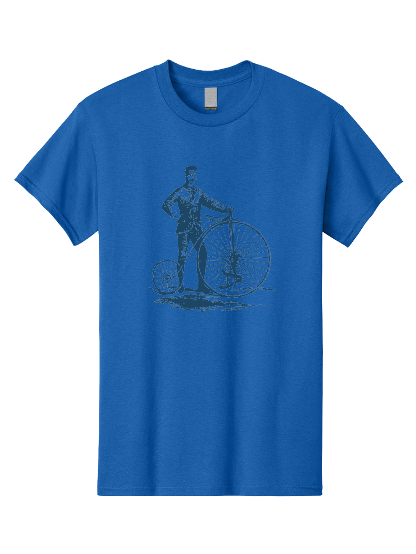 Men-With-Bike Men'S Graphic Tee, 100% Cotton, Comfortable Casual Summer Wear, Machine Washable, Vintage Bicycle, Penny Farthing Bike, Old-Fashioned Cycling, Antique Transportation, Historic Vehicle, Classic Design, Retro Style, Cycling History Aae563
