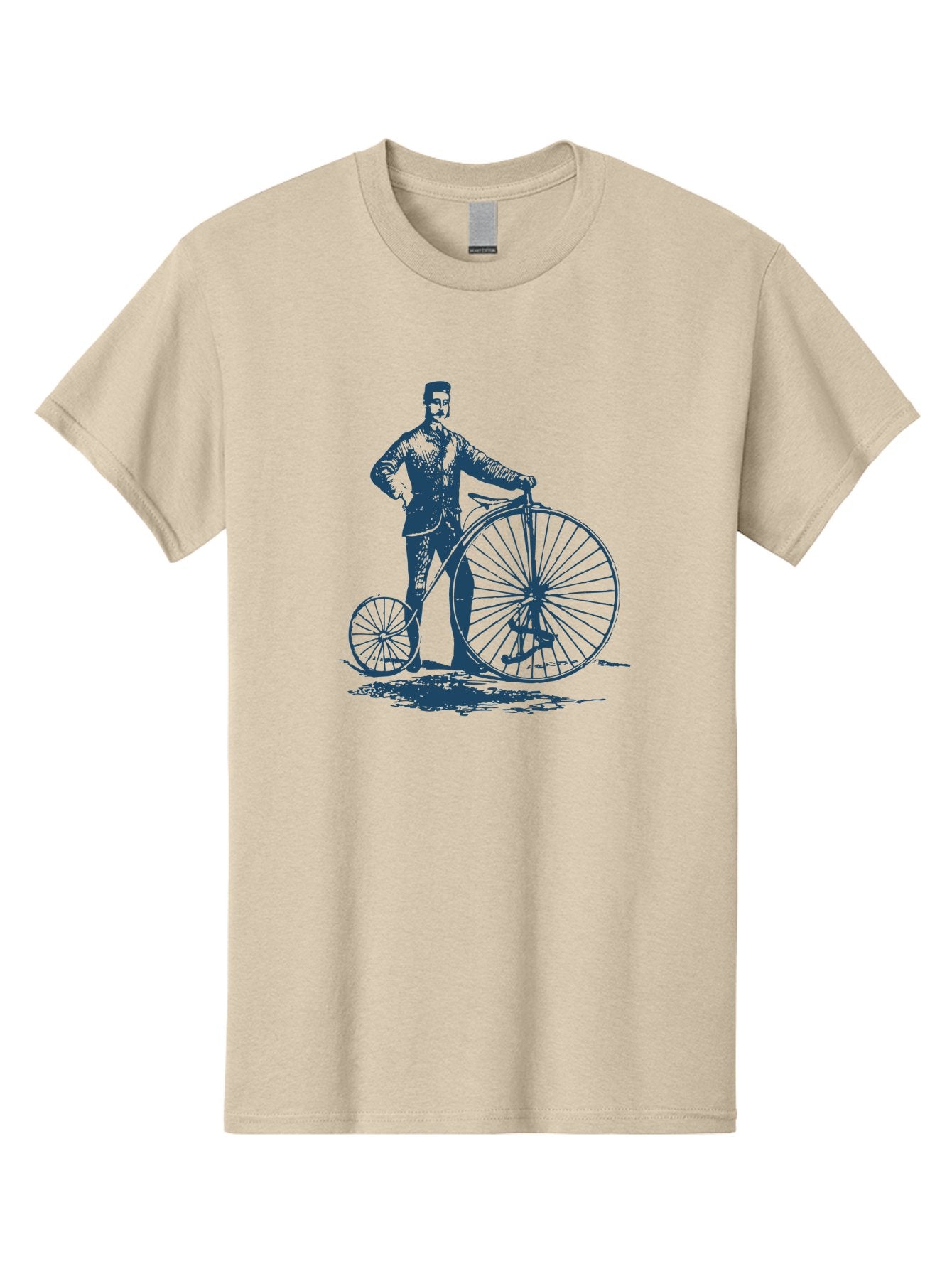 Men-With-Bike Men'S Graphic Tee, 100% Cotton, Comfortable Casual Summer Wear, Machine Washable, Vintage Bicycle, Penny Farthing Bike, Old-Fashioned Cycling, Antique Transportation, Historic Vehicle, Classic Design, Retro Style, Cycling History Aae563 12