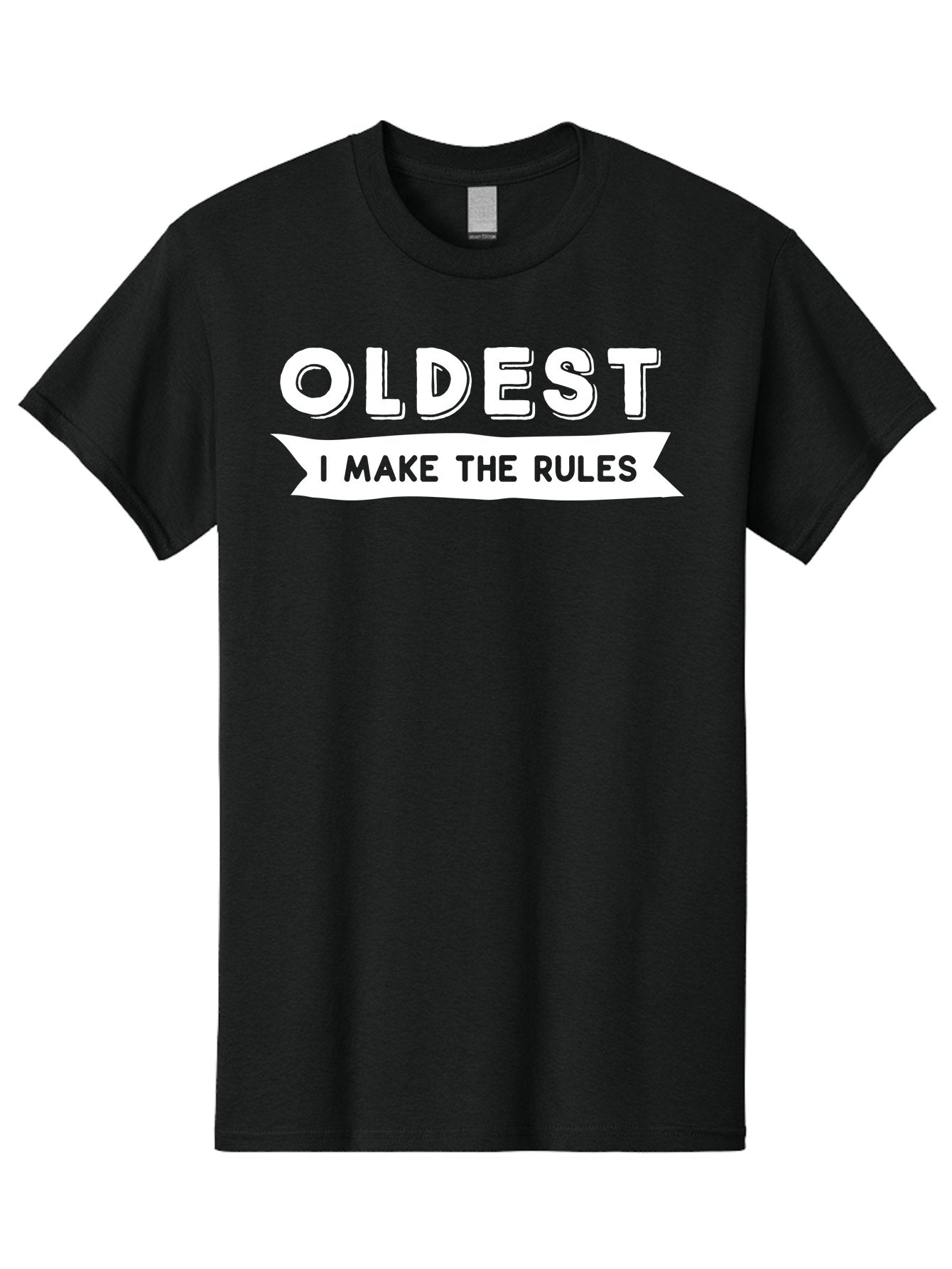 Oldest - I Make The Rules White Men'S Graphic Tee, 100% Cotton, Comfortable Casual Summer Wear, Machine Washable, Eldest Sibling, Family Dynamics, Sibling Rivalry, Rule Maker, Leadership, Bold Typography, Sibling Pride, Confidence Boost Aae565 13