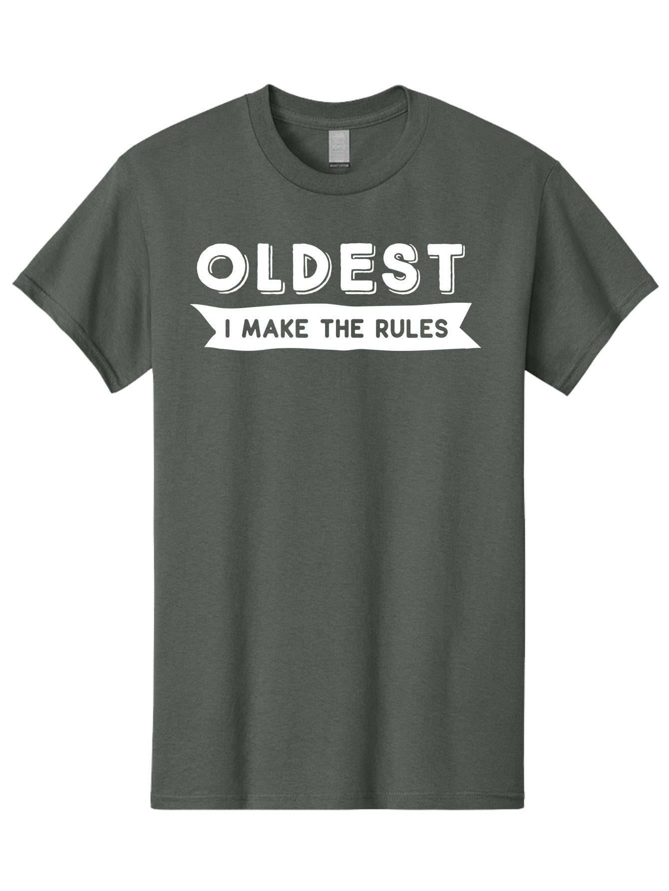 Oldest - I Make The Rules White Men'S Graphic Tee, 100% Cotton, Comfortable Casual Summer Wear, Machine Washable, Eldest Sibling, Family Dynamics, Sibling Rivalry, Rule Maker, Leadership, Bold Typography, Sibling Pride, Confidence Boost Aae565 10