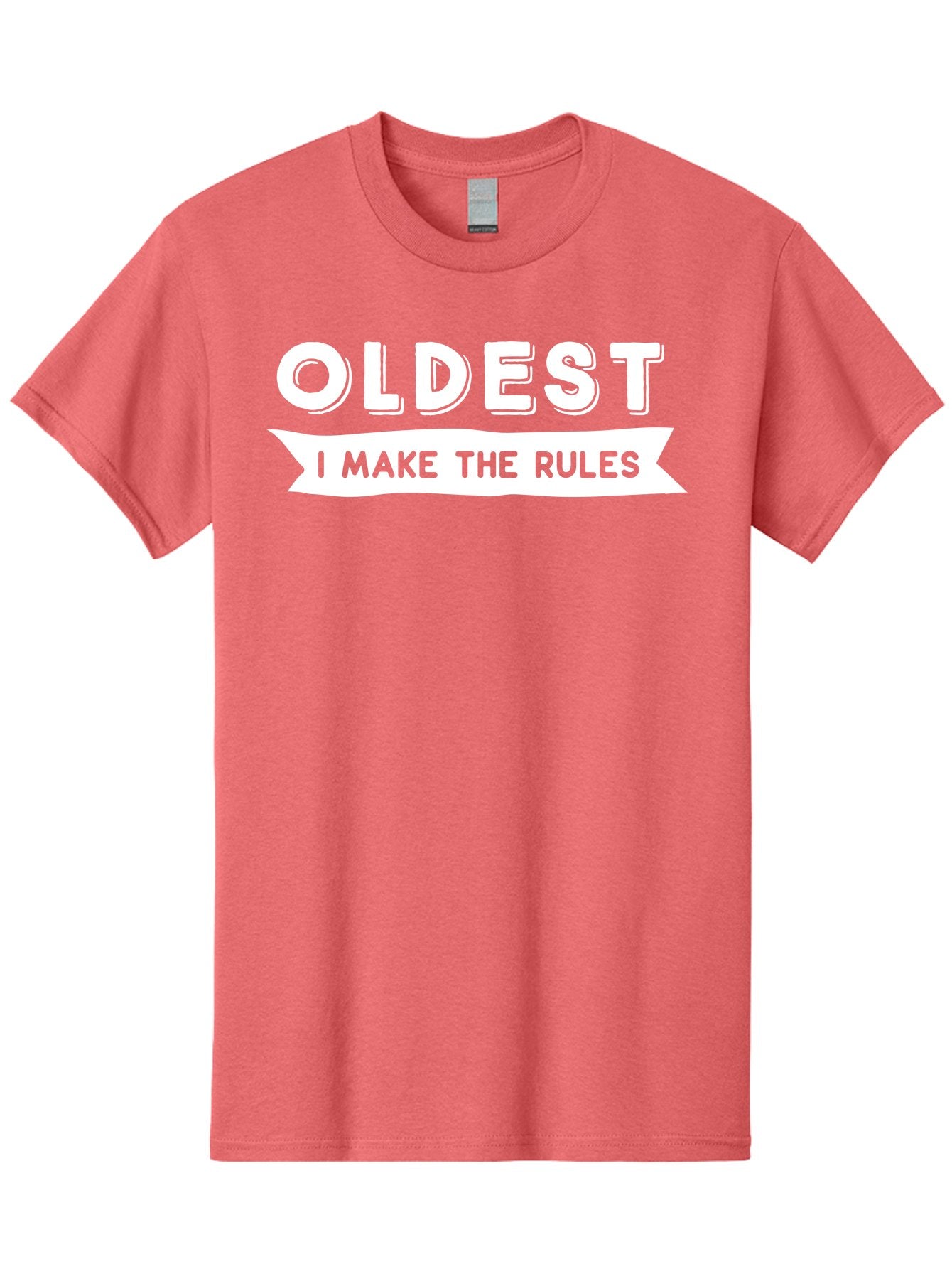 Oldest - I Make The Rules White Men'S Graphic Tee, 100% Cotton, Comfortable Casual Summer Wear, Machine Washable, Eldest Sibling, Family Dynamics, Sibling Rivalry, Rule Maker, Leadership, Bold Typography, Sibling Pride, Confidence Boost Aae565 15