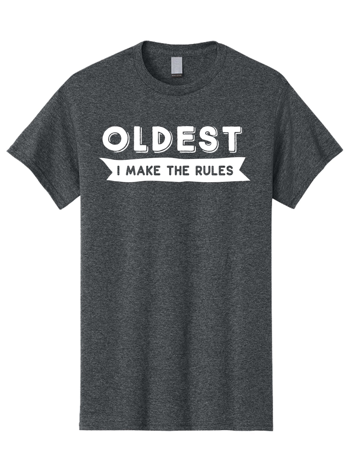 Oldest - I Make The Rules White Men'S Graphic Tee, 100% Cotton, Comfortable Casual Summer Wear, Machine Washable, Eldest Sibling, Family Dynamics, Sibling Rivalry, Rule Maker, Leadership, Bold Typography, Sibling Pride, Confidence Boost Aae565 14