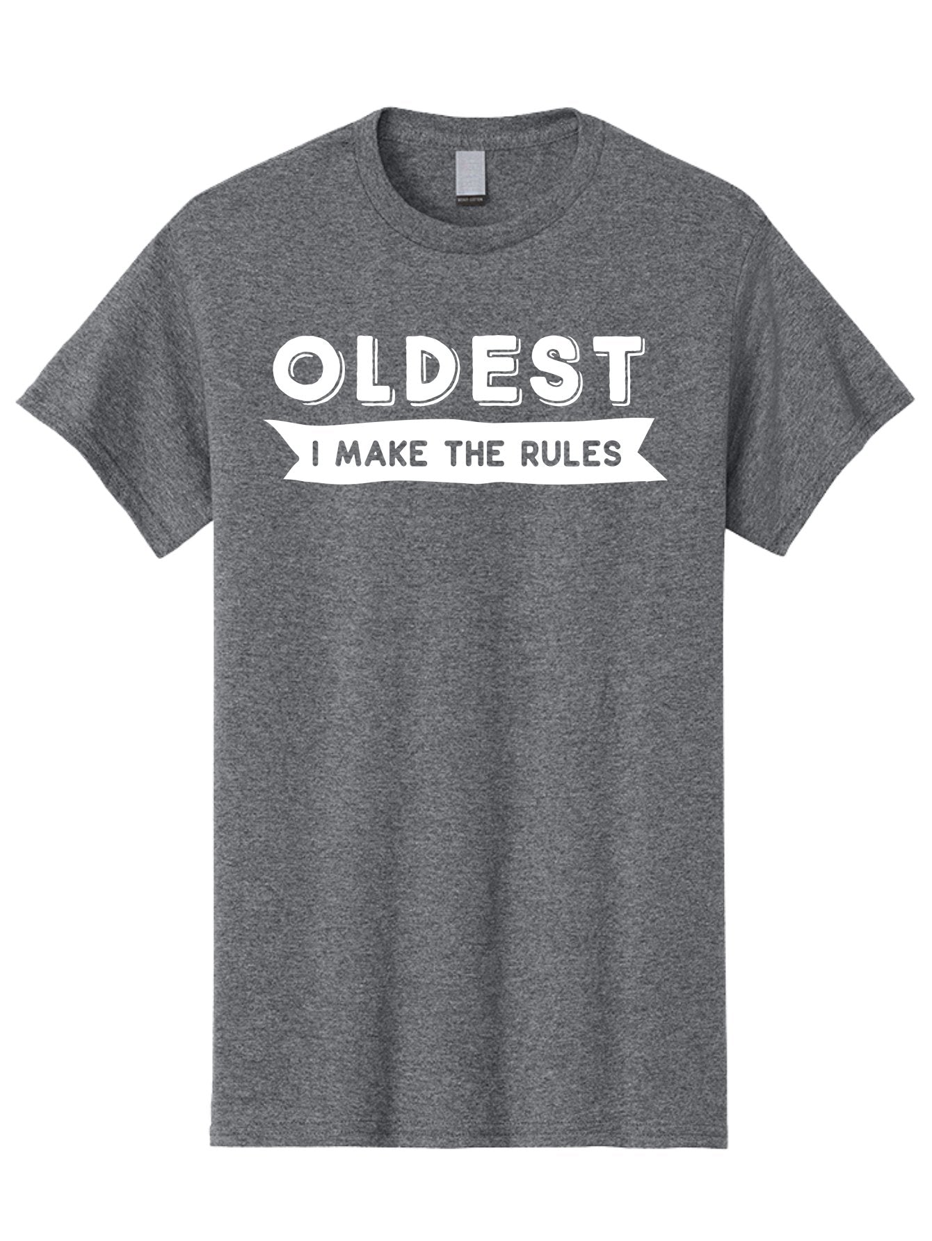 Oldest - I Make The Rules White Men'S Graphic Tee, 100% Cotton, Comfortable Casual Summer Wear, Machine Washable, Eldest Sibling, Family Dynamics, Sibling Rivalry, Rule Maker, Leadership, Bold Typography, Sibling Pride, Confidence Boost Aae565 6