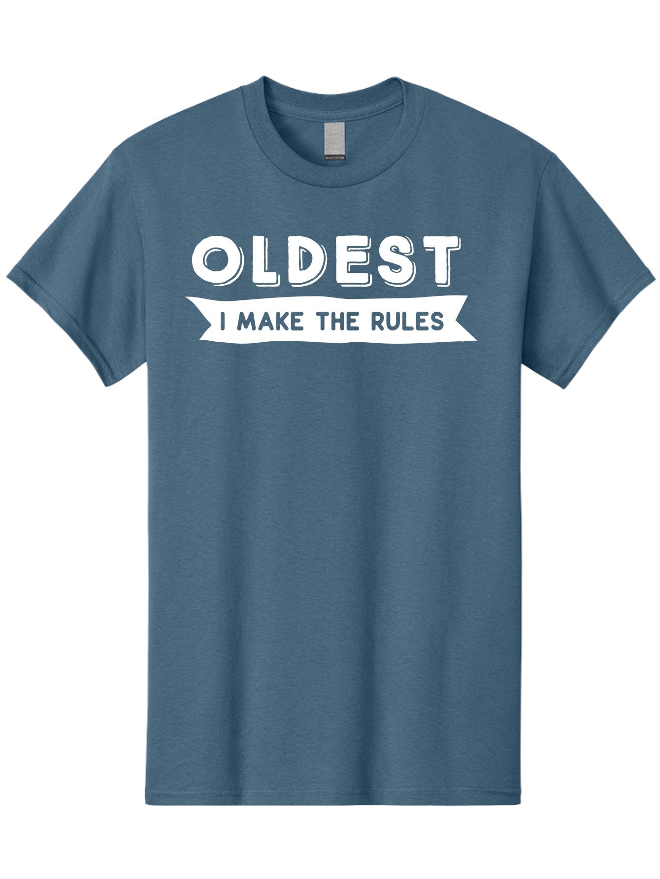 Oldest - I Make The Rules White Men'S Graphic Tee, 100% Cotton, Comfortable Casual Summer Wear, Machine Washable, Eldest Sibling, Family Dynamics, Sibling Rivalry, Rule Maker, Leadership, Bold Typography, Sibling Pride, Confidence Boost Aae565 8