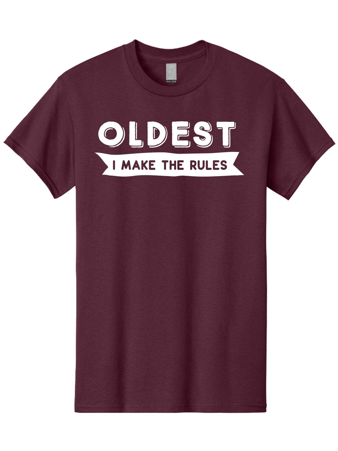 Oldest - I Make The Rules White Men'S Graphic Tee, 100% Cotton, Comfortable Casual Summer Wear, Machine Washable, Eldest Sibling, Family Dynamics, Sibling Rivalry, Rule Maker, Leadership, Bold Typography, Sibling Pride, Confidence Boost Aae565 4