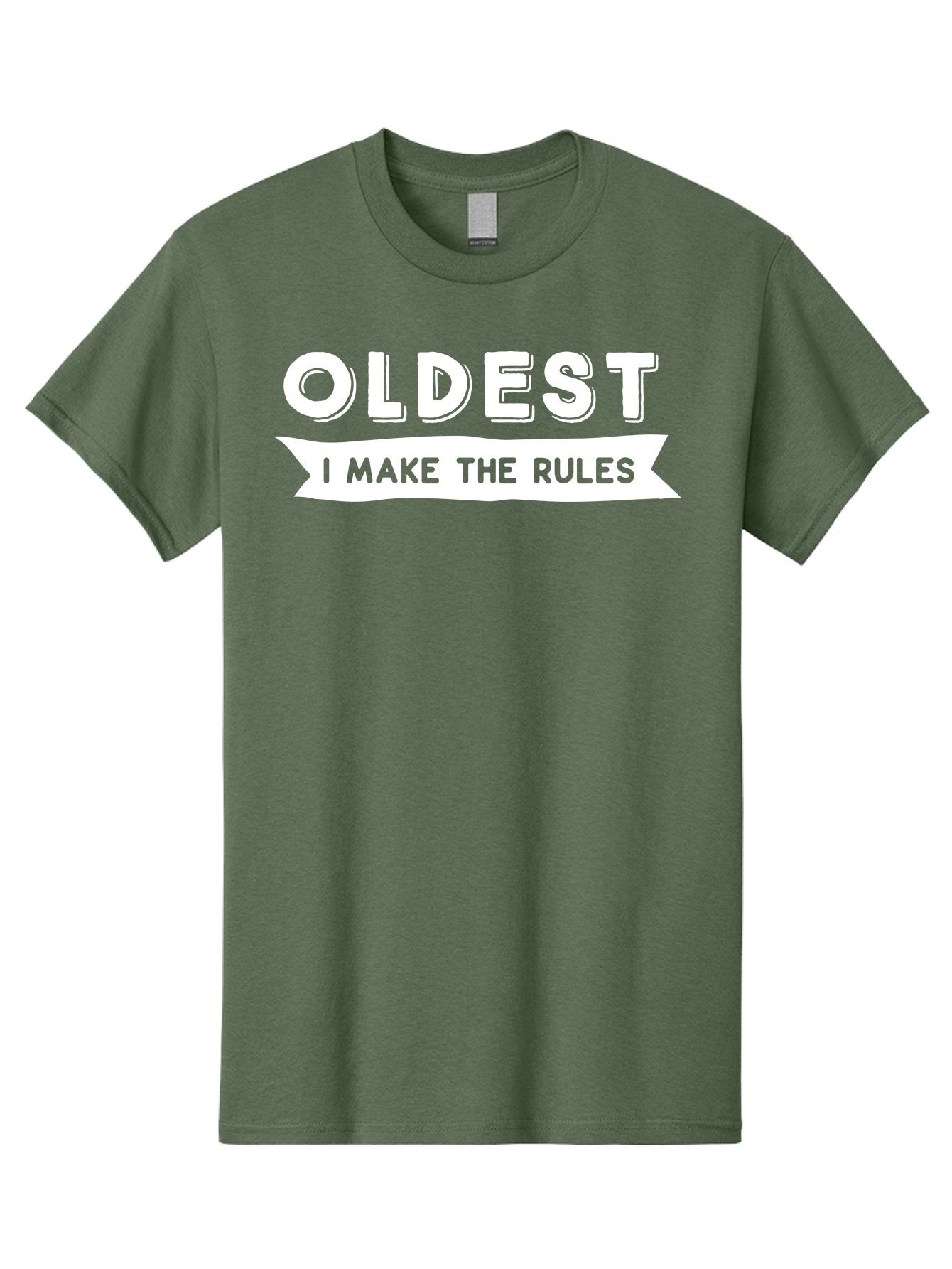 Oldest - I Make The Rules White Men'S Graphic Tee, 100% Cotton, Comfortable Casual Summer Wear, Machine Washable, Eldest Sibling, Family Dynamics, Sibling Rivalry, Rule Maker, Leadership, Bold Typography, Sibling Pride, Confidence Boost Aae565 3
