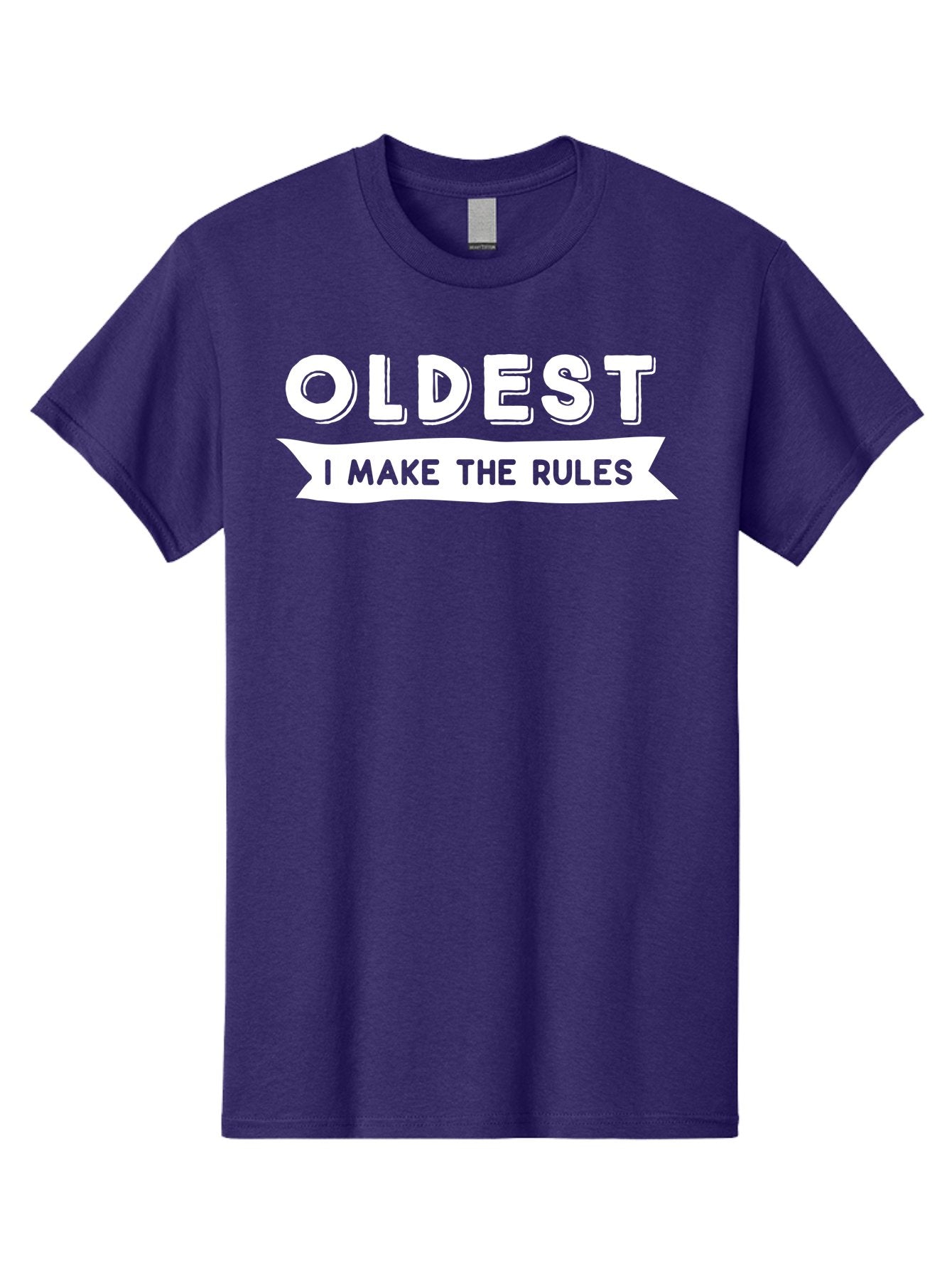 Oldest - I Make The Rules White Men'S Graphic Tee, 100% Cotton, Comfortable Casual Summer Wear, Machine Washable, Eldest Sibling, Family Dynamics, Sibling Rivalry, Rule Maker, Leadership, Bold Typography, Sibling Pride, Confidence Boost Aae565 9