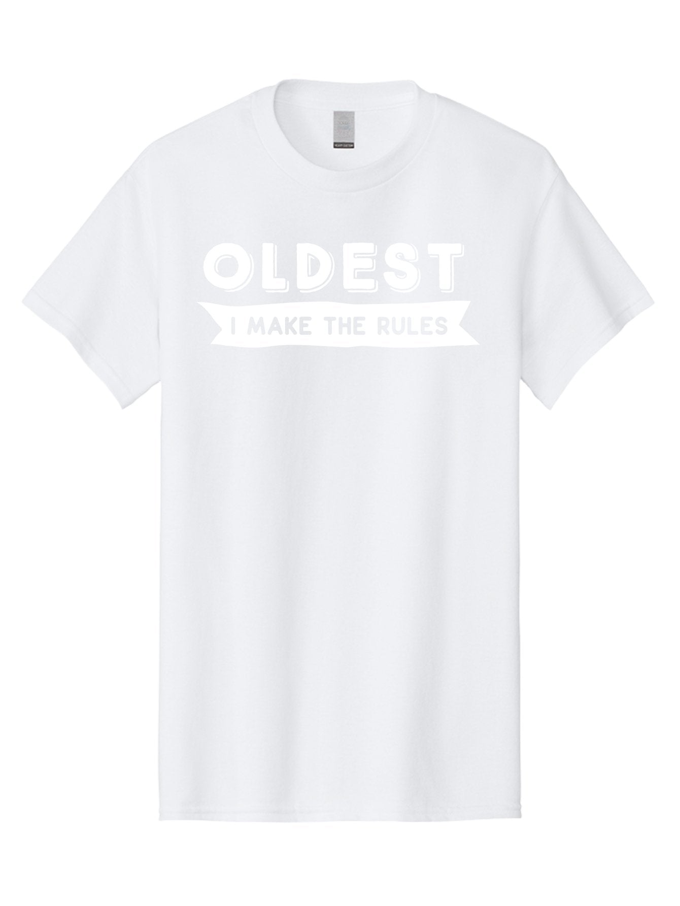 Oldest - I Make The Rules White Men'S Graphic Tee, 100% Cotton, Comfortable Casual Summer Wear, Machine Washable, Eldest Sibling, Family Dynamics, Sibling Rivalry, Rule Maker, Leadership, Bold Typography, Sibling Pride, Confidence Boost Aae565 5