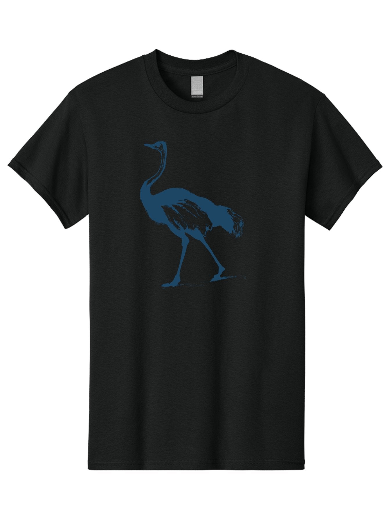 Ostrich Wildlife Men'S Graphic Tee, 100% Cotton, Comfortable Casual Summer Wear, Machine Washable, Ostrich Silhouette, Large Bird, Long Neck, Walking Pose, Dark Blue Illustration, Wildlife, Birdwatching, Nature Lover, Animal Art, Aae570 12