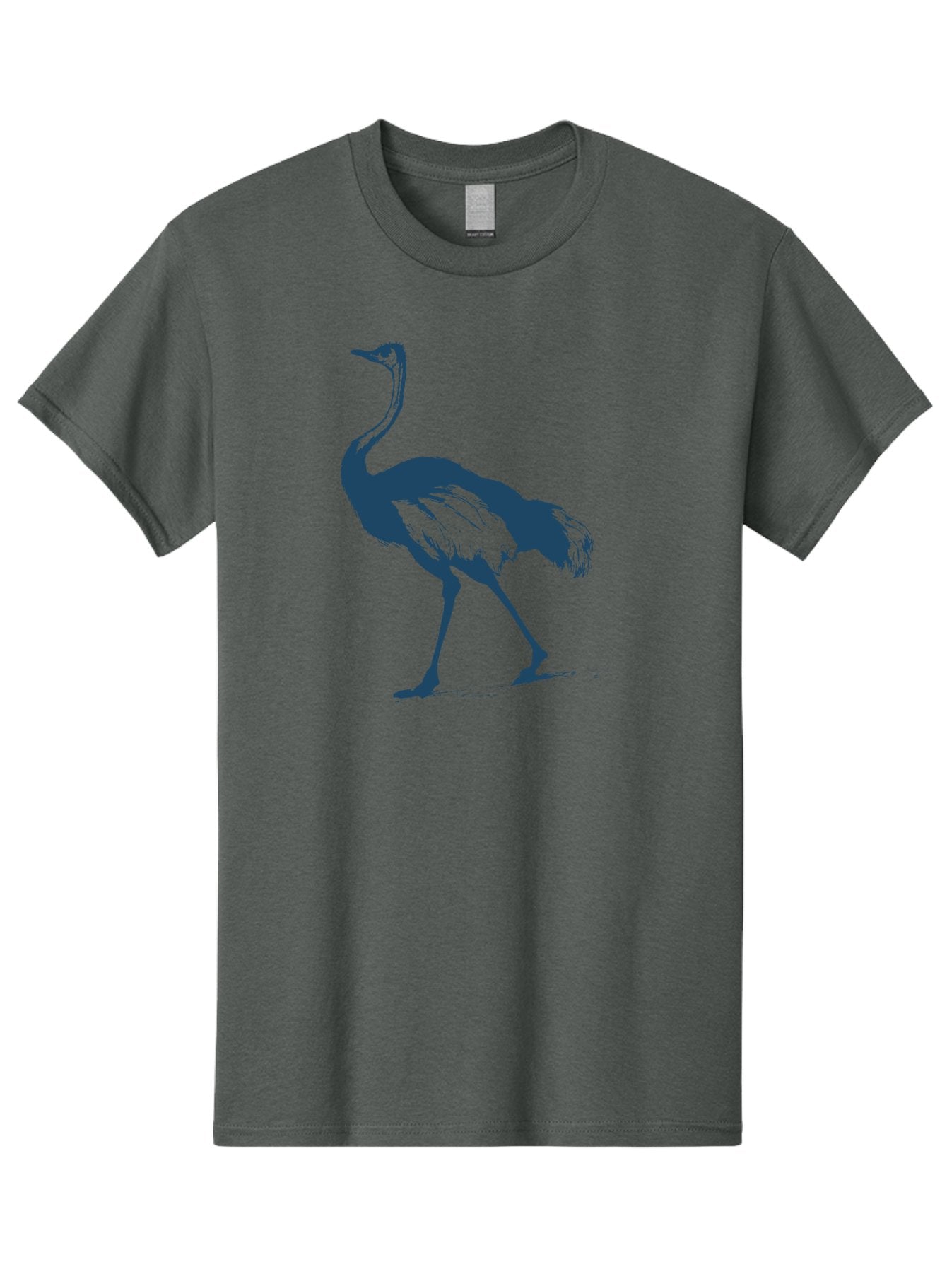 Ostrich Wildlife Men'S Graphic Tee, 100% Cotton, Comfortable Casual Summer Wear, Machine Washable, Ostrich Silhouette, Large Bird, Long Neck, Walking Pose, Dark Blue Illustration, Wildlife, Birdwatching, Nature Lover, Animal Art, Aae570 4