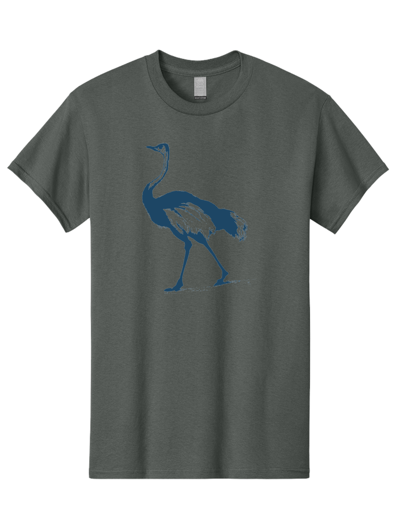 Ostrich Wildlife Men'S Graphic Tee, 100% Cotton, Comfortable Casual Summer Wear, Machine Washable, Ostrich Silhouette, Large Bird, Long Neck, Walking Pose, Dark Blue Illustration, Wildlife, Birdwatching, Nature Lover, Animal Art, Aae570 11